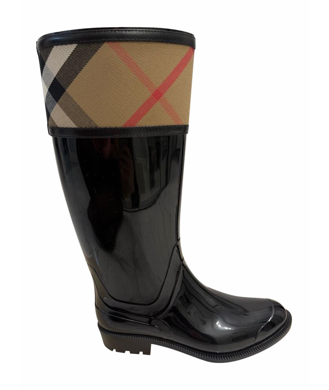 BURBERRY Черные резиновые сапоги, фото 1