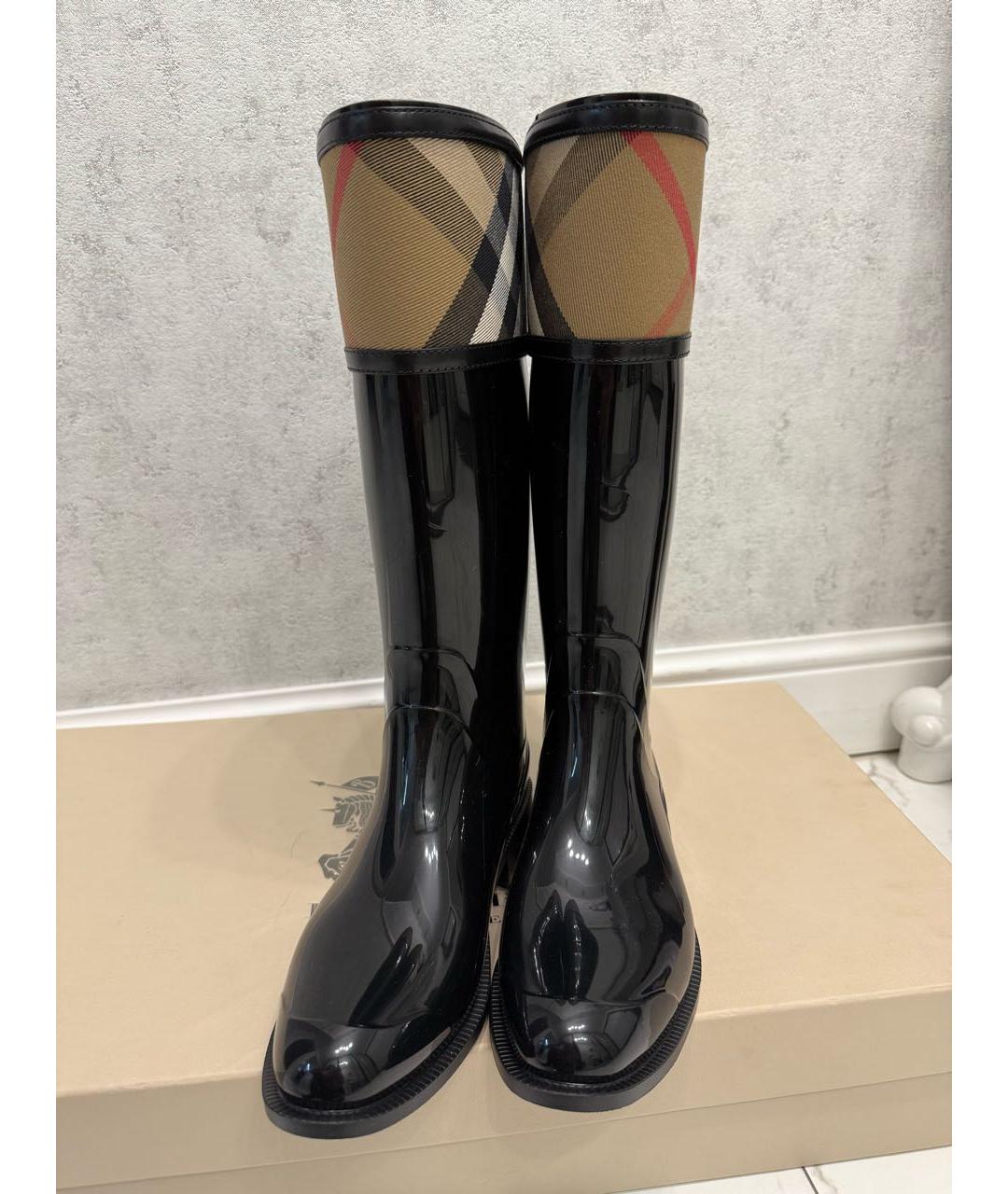 BURBERRY Черные резиновые сапоги, фото 4