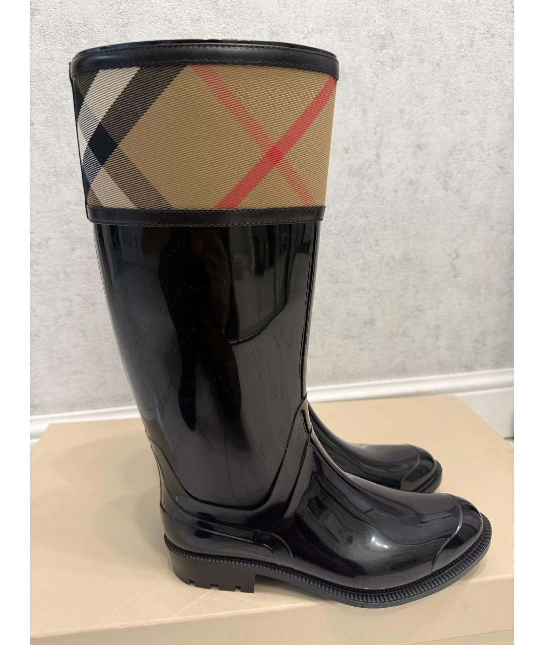 BURBERRY Черные резиновые сапоги, фото 2