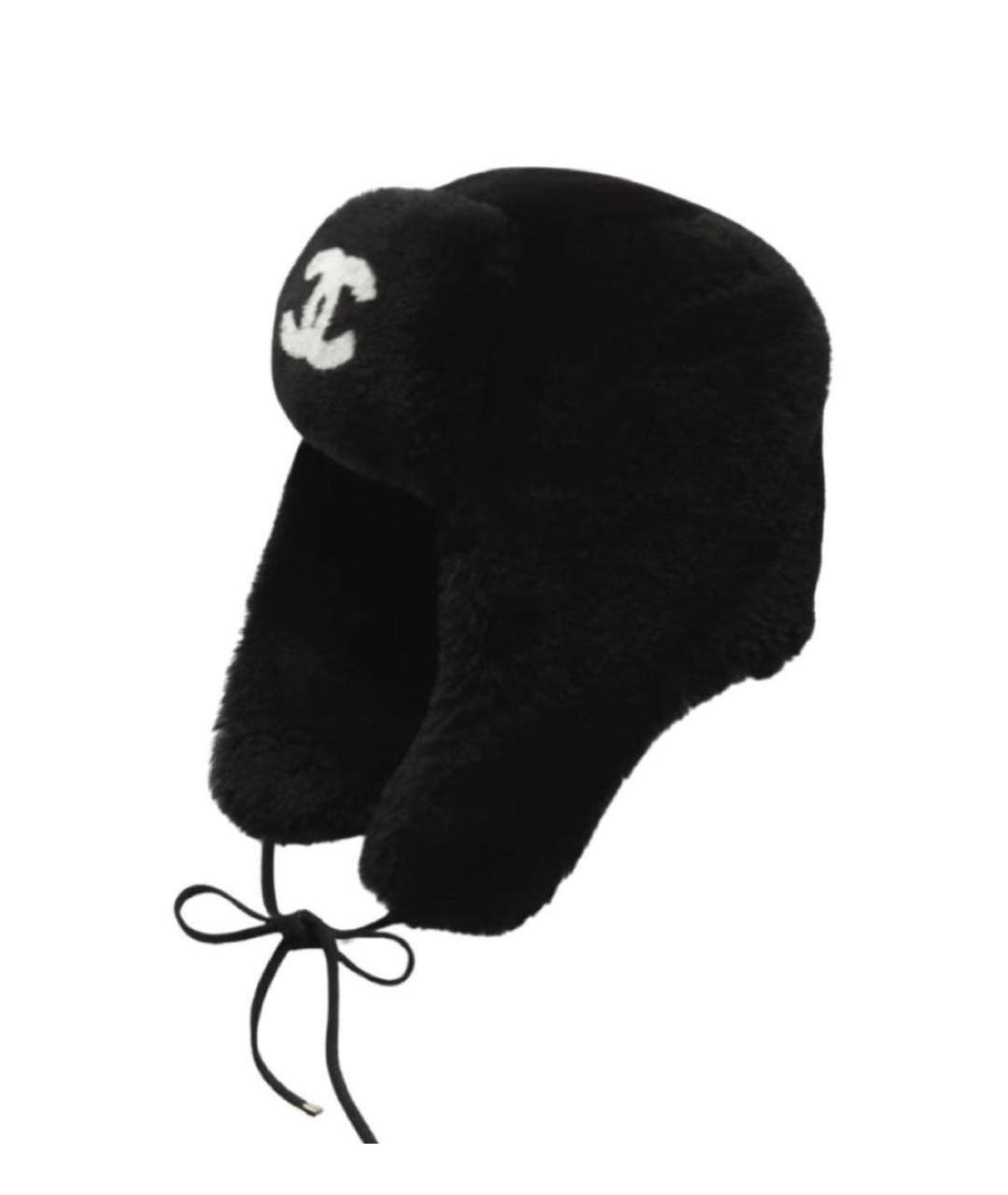 CHANEL Черная шерстяная шапка, фото 1