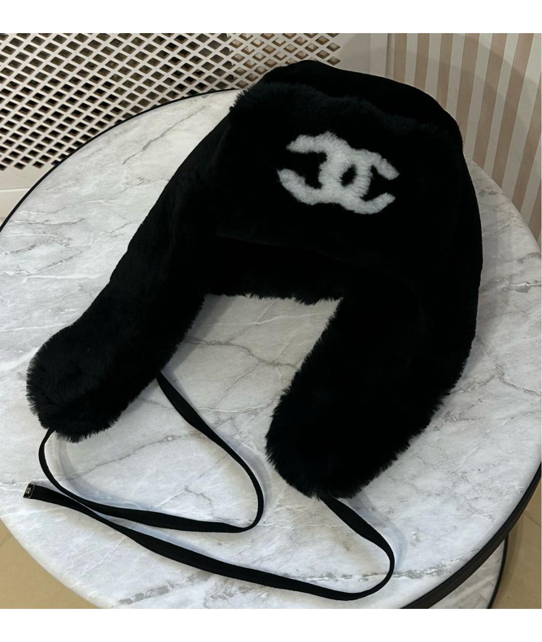 CHANEL Черная шерстяная шапка, фото 3