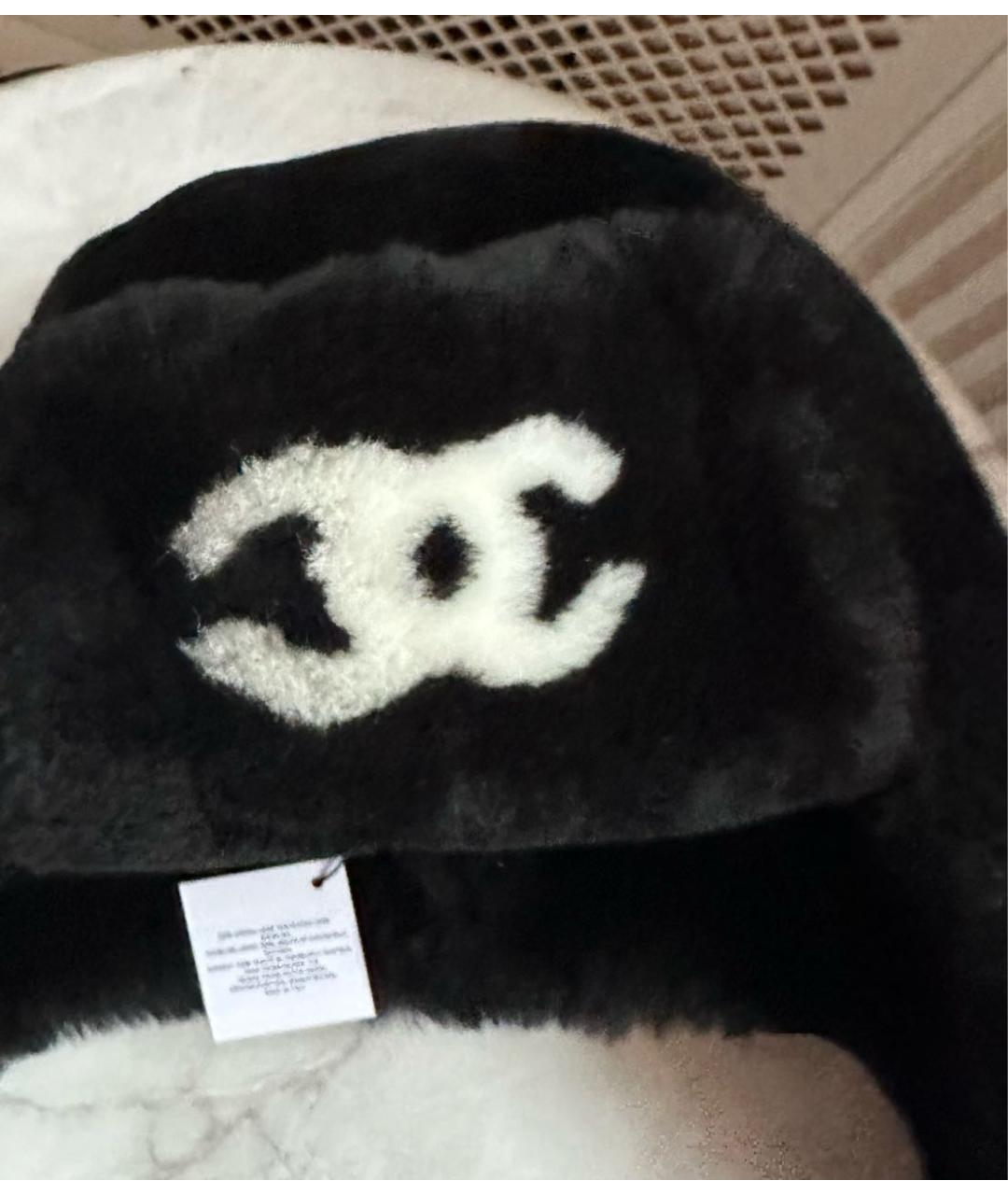 CHANEL Черная шерстяная шапка, фото 5