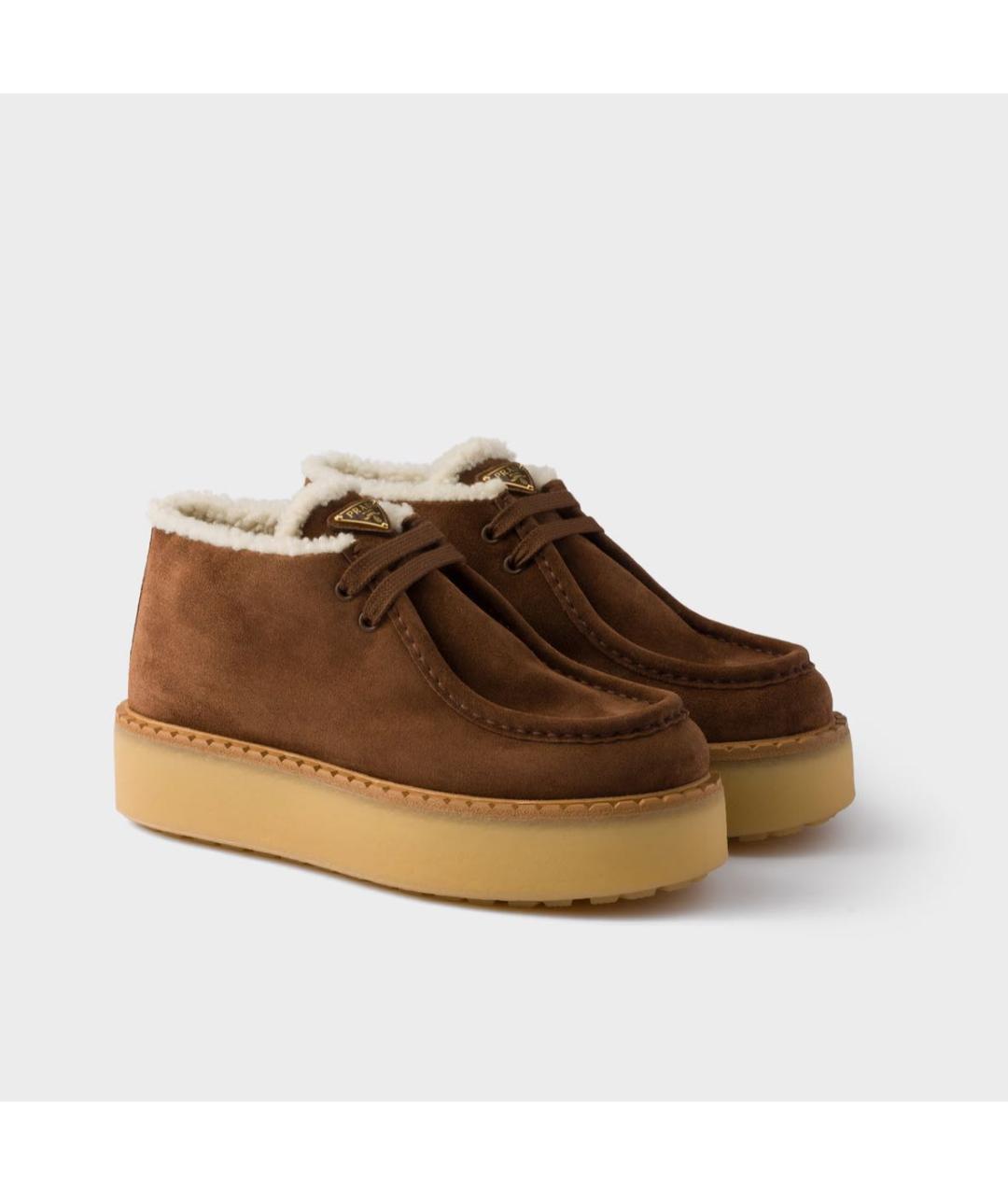 PRADA Коричневые замшевые ботинки, фото 2