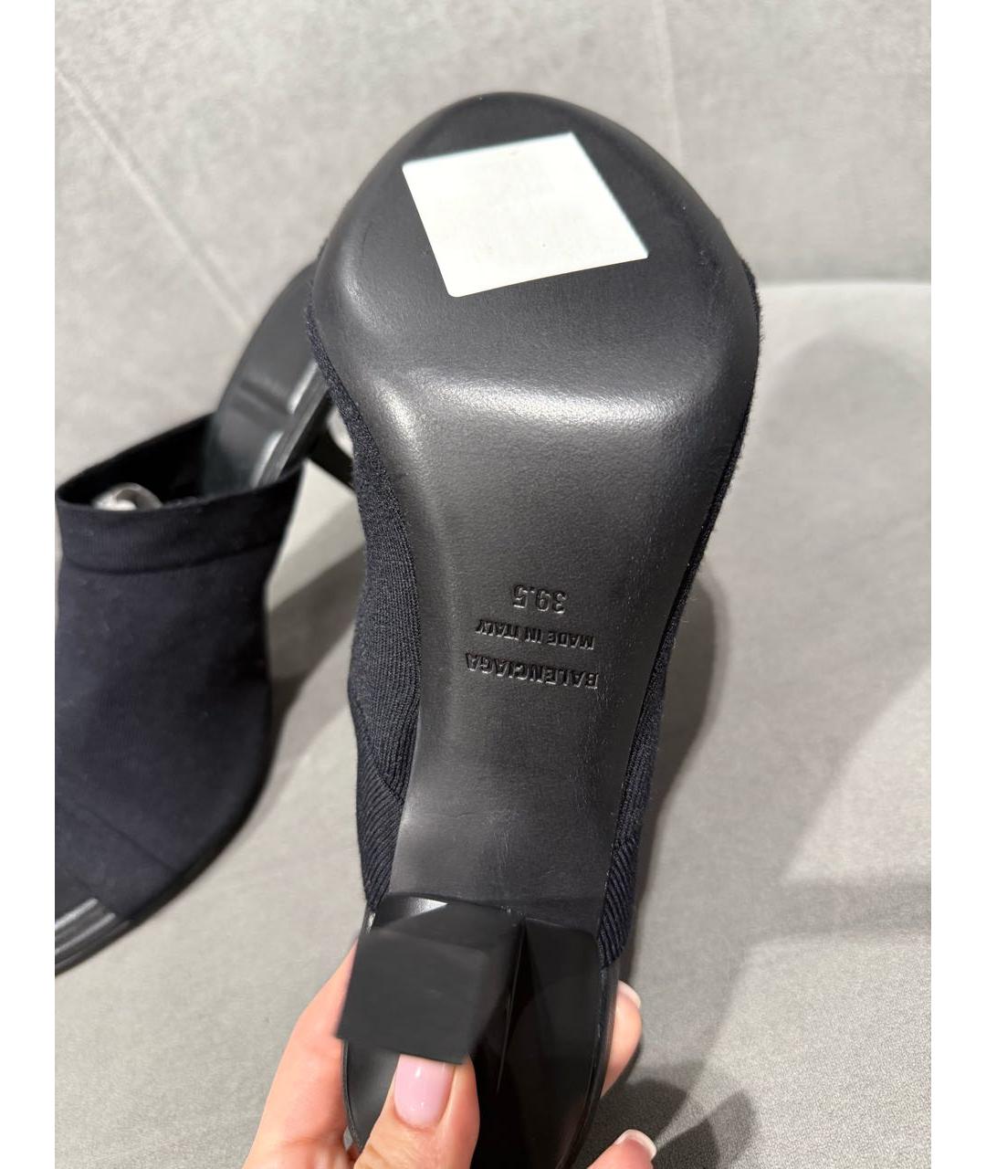 BALENCIAGA Черные текстильные мюли, фото 4