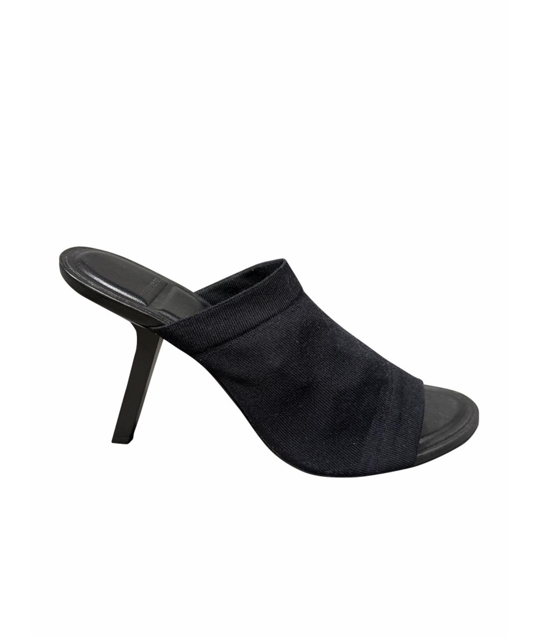 BALENCIAGA Черные текстильные мюли, фото 1