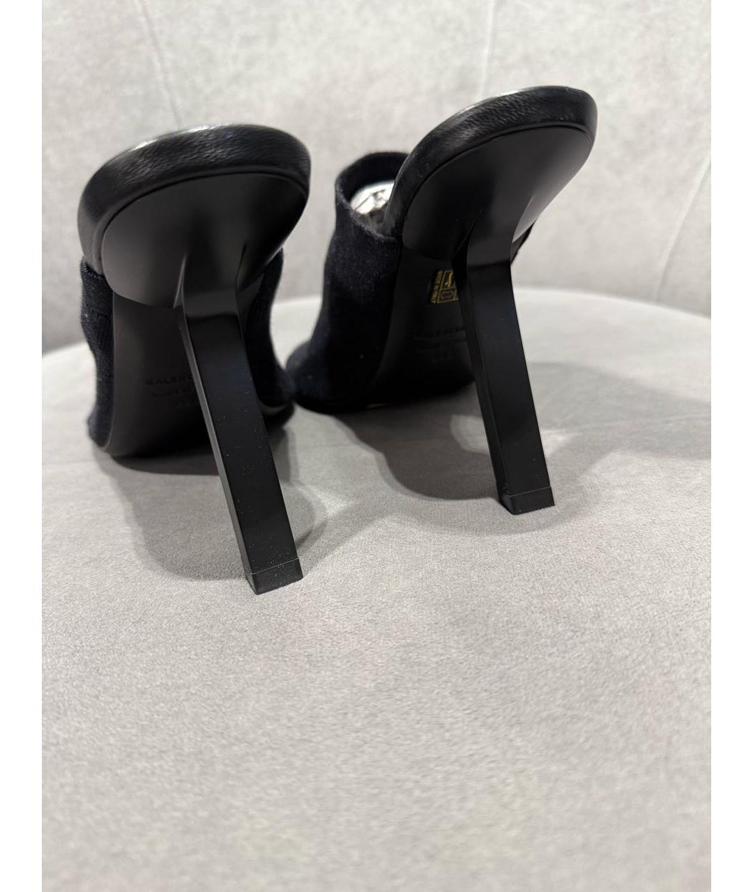 BALENCIAGA Черные текстильные мюли, фото 3