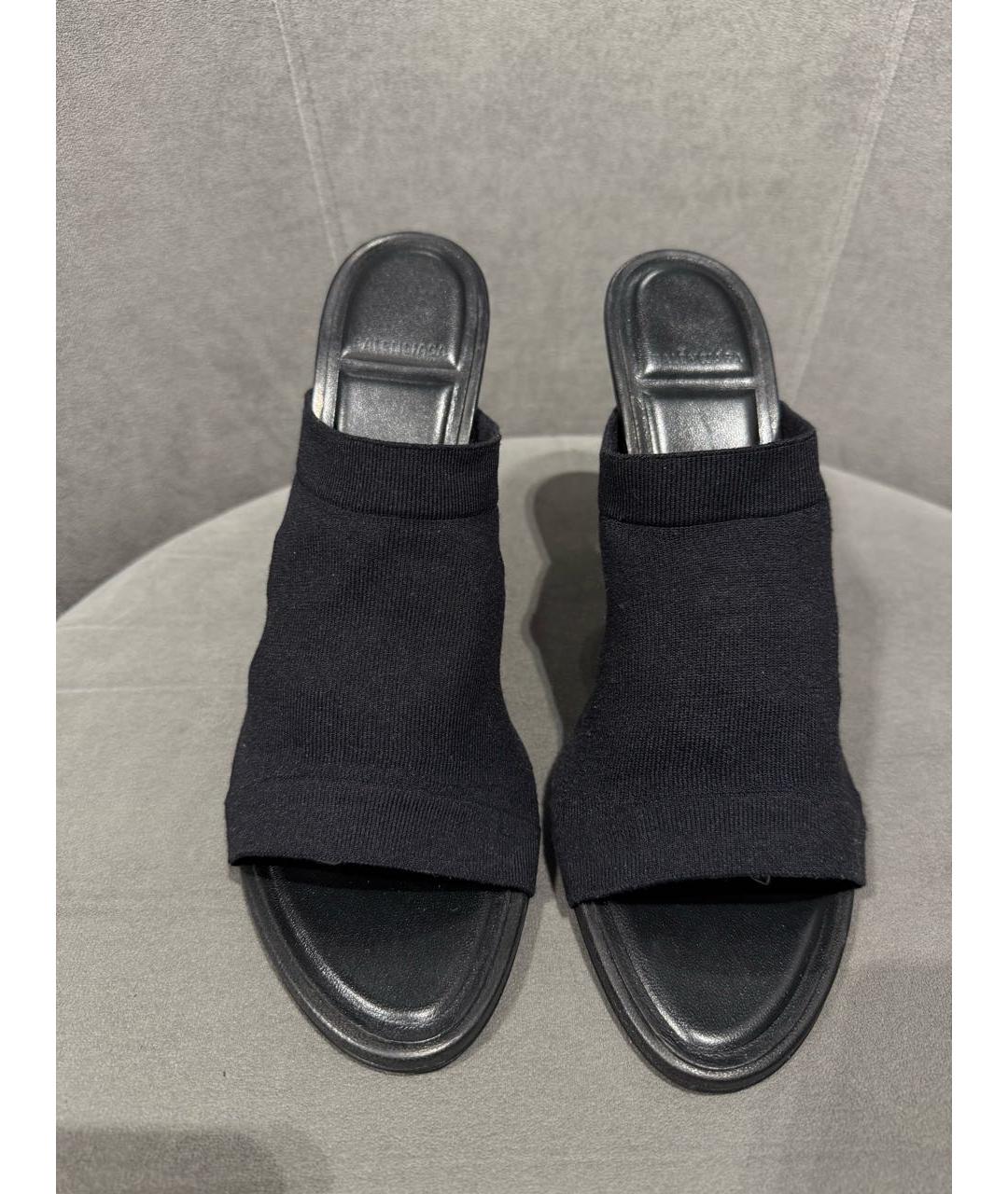 BALENCIAGA Черные текстильные мюли, фото 2