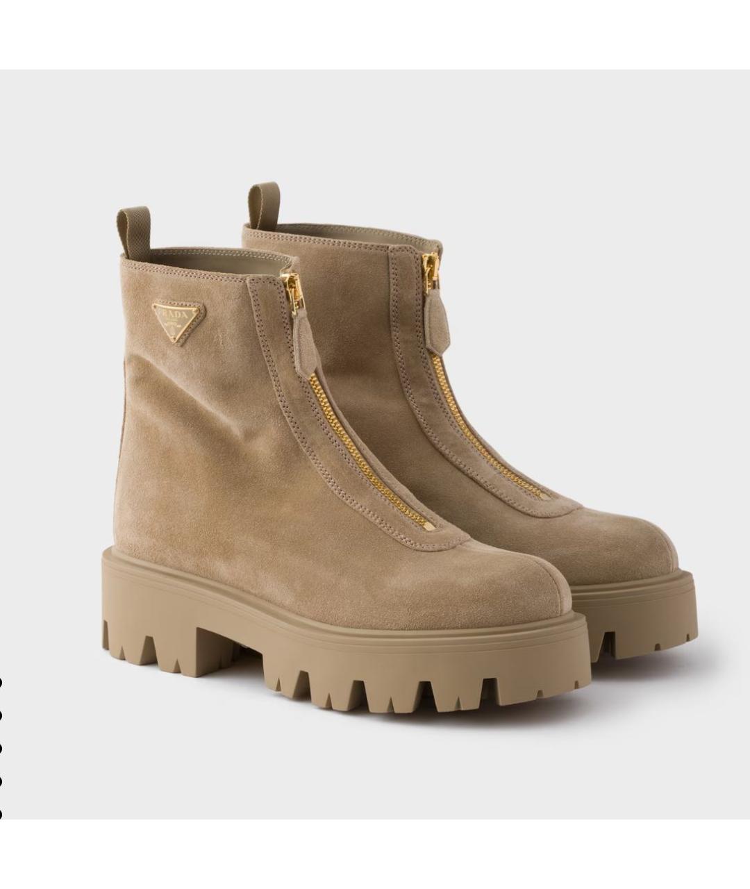 PRADA Бежевые замшевые ботинки, фото 3