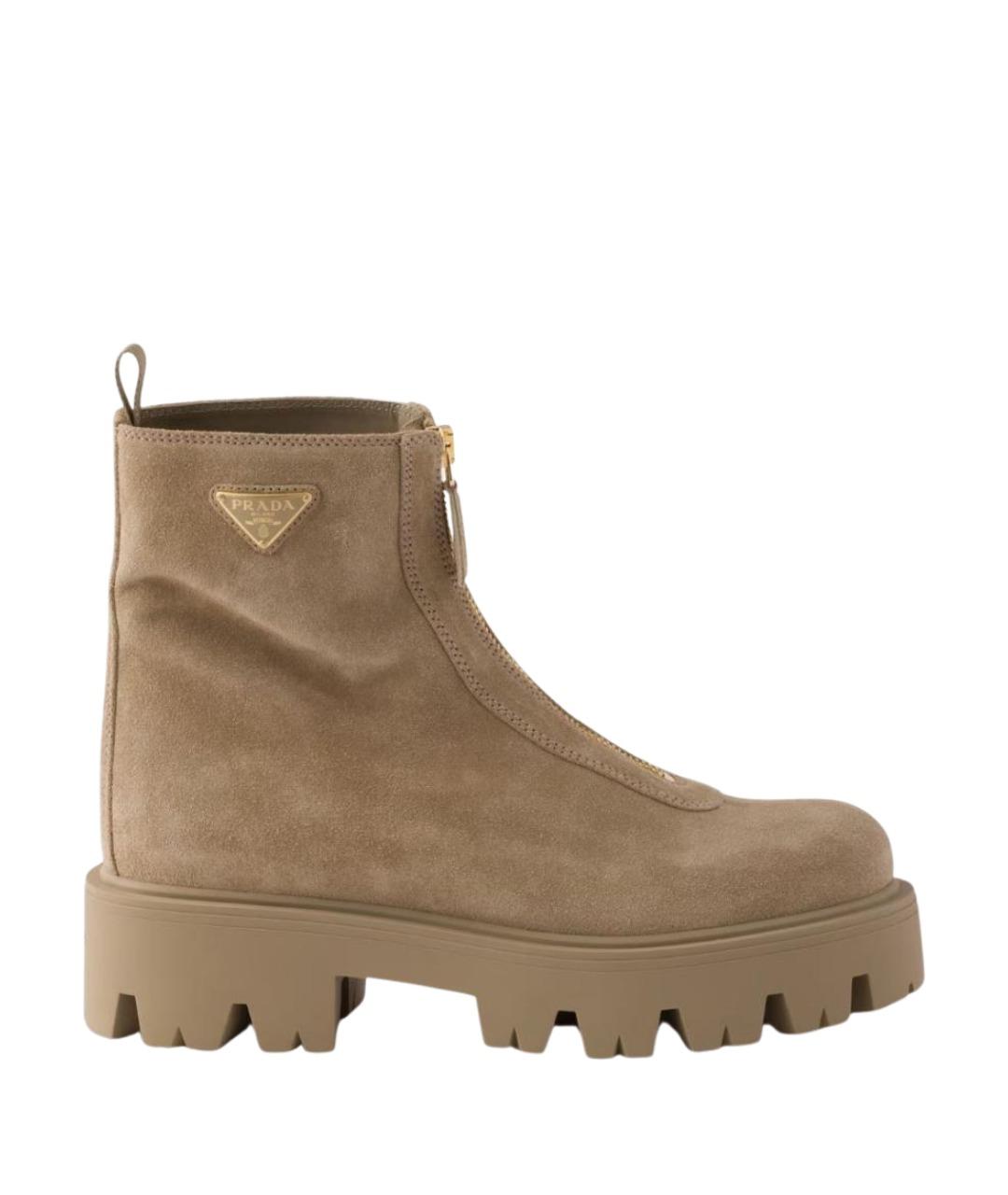 PRADA Бежевые замшевые ботинки, фото 1