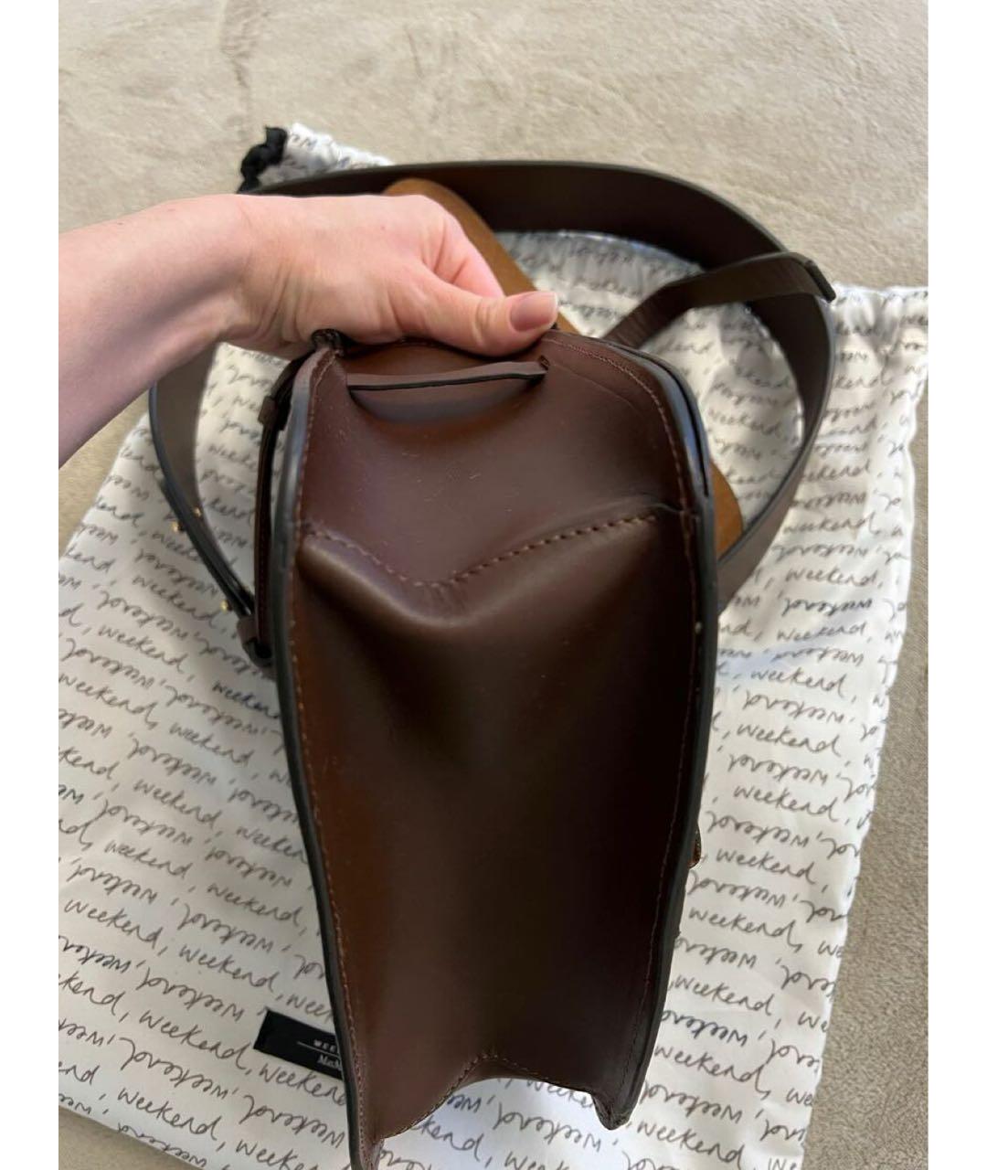 WEEKEND MAX MARA Коричневая кожаная сумка тоут, фото 2
