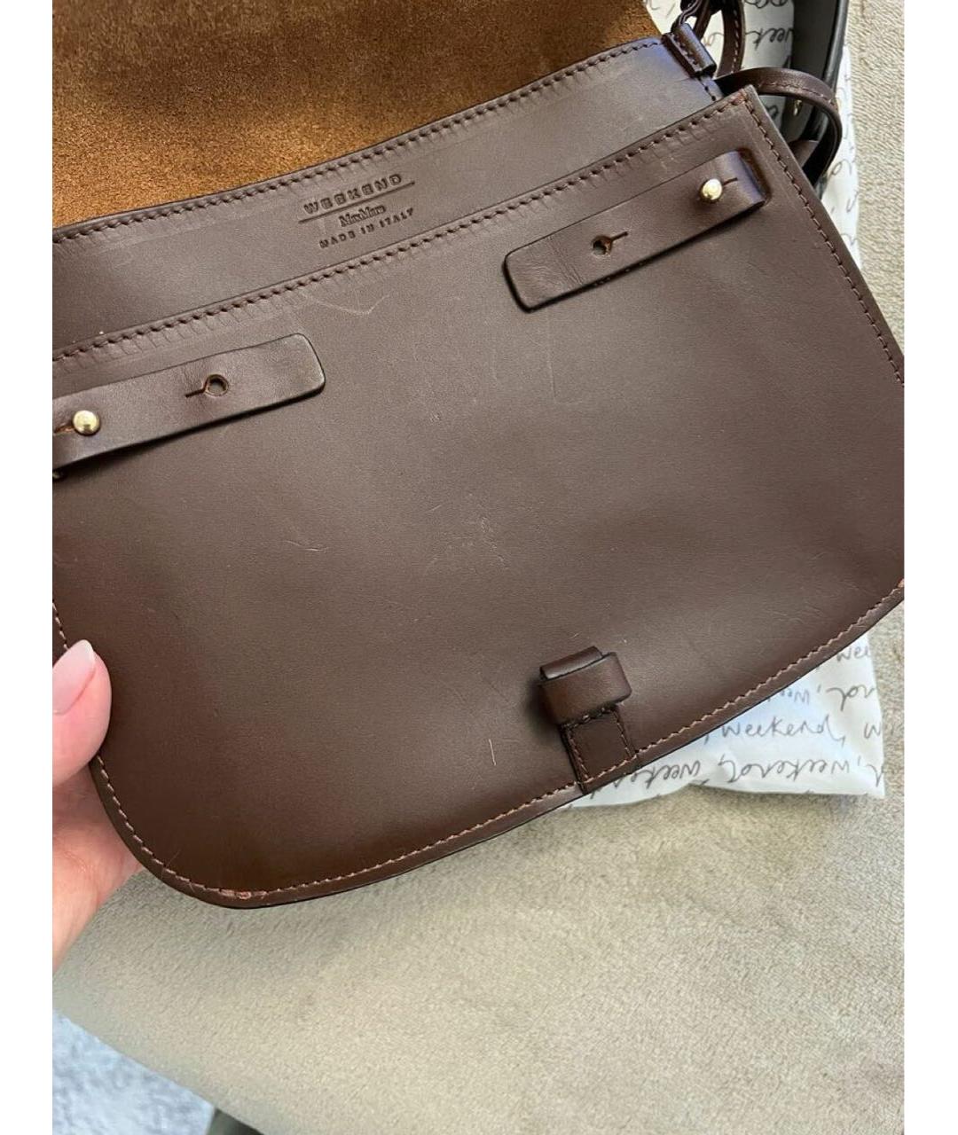 WEEKEND MAX MARA Коричневая кожаная сумка тоут, фото 5