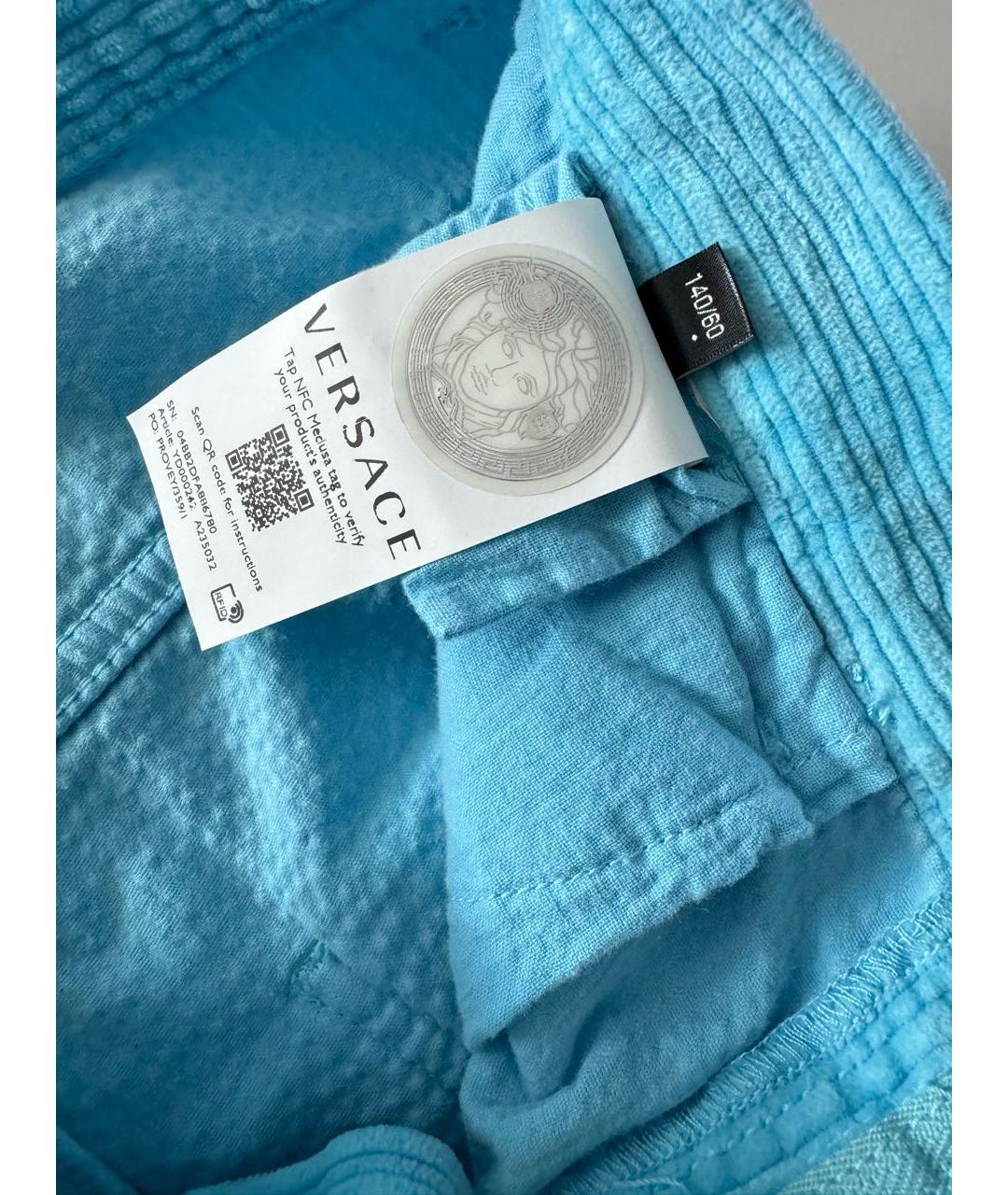 VERSACE Голубые хлопковые брюки и шорты, фото 4