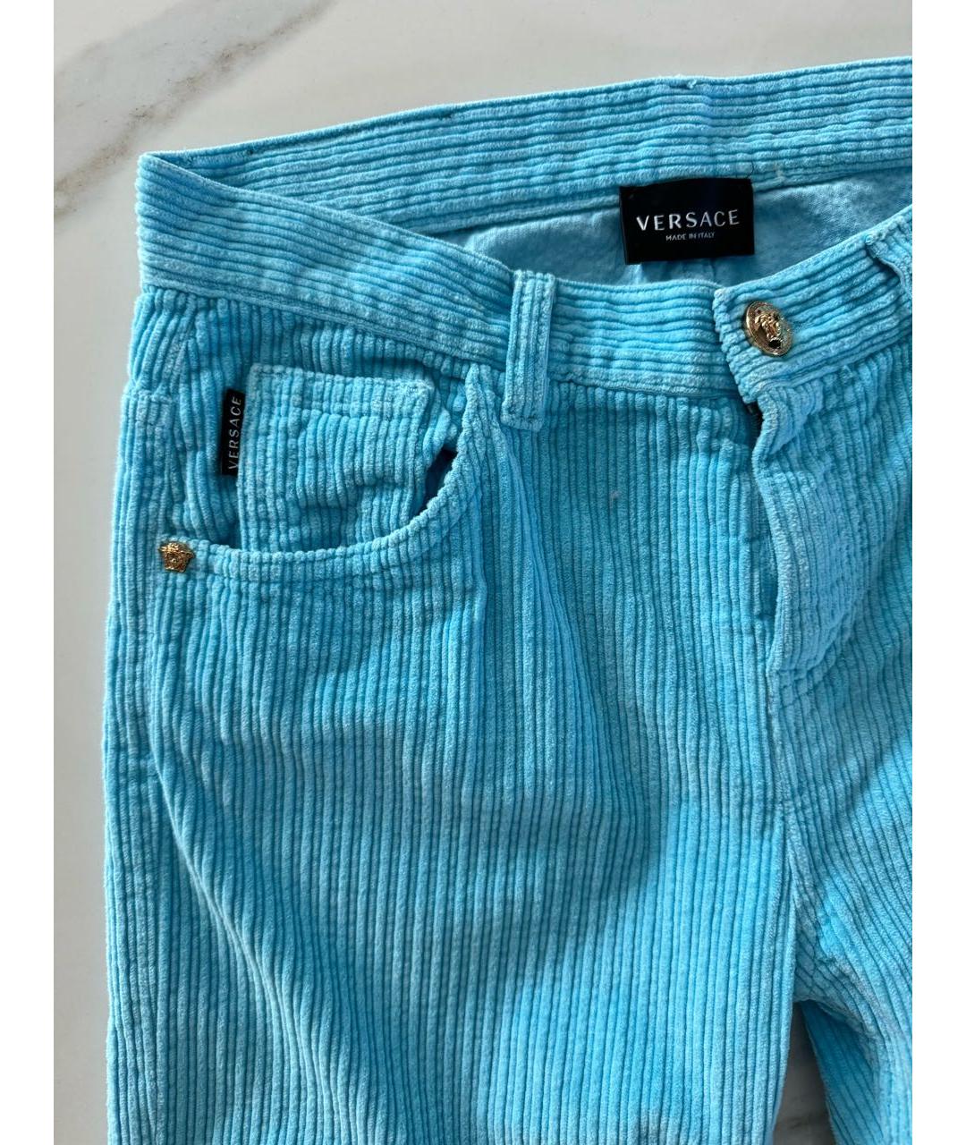 VERSACE Голубые хлопковые брюки и шорты, фото 3