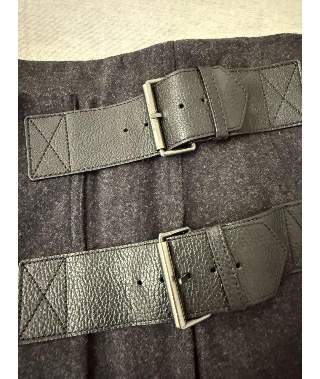 BURBERRY Антрацитовая шерстяная юбка мини, фото 4