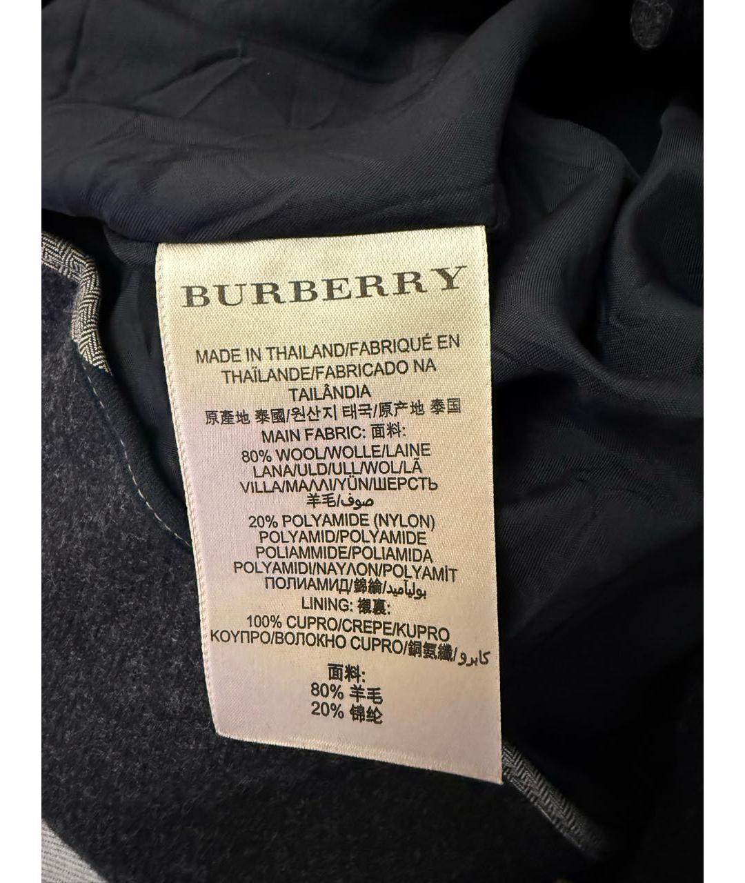 BURBERRY Антрацитовая шерстяная юбка мини, фото 6