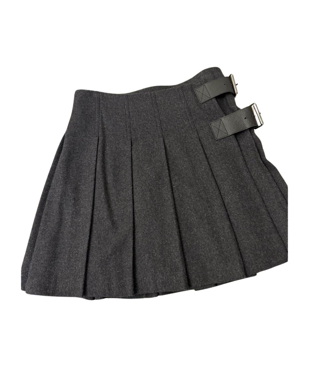 BURBERRY Антрацитовая шерстяная юбка мини, фото 1