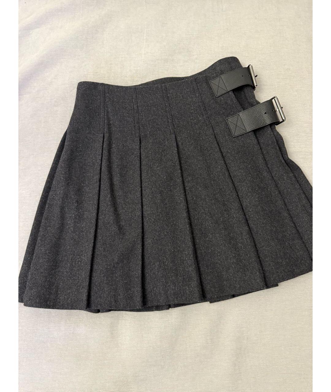 BURBERRY Антрацитовая шерстяная юбка мини, фото 7