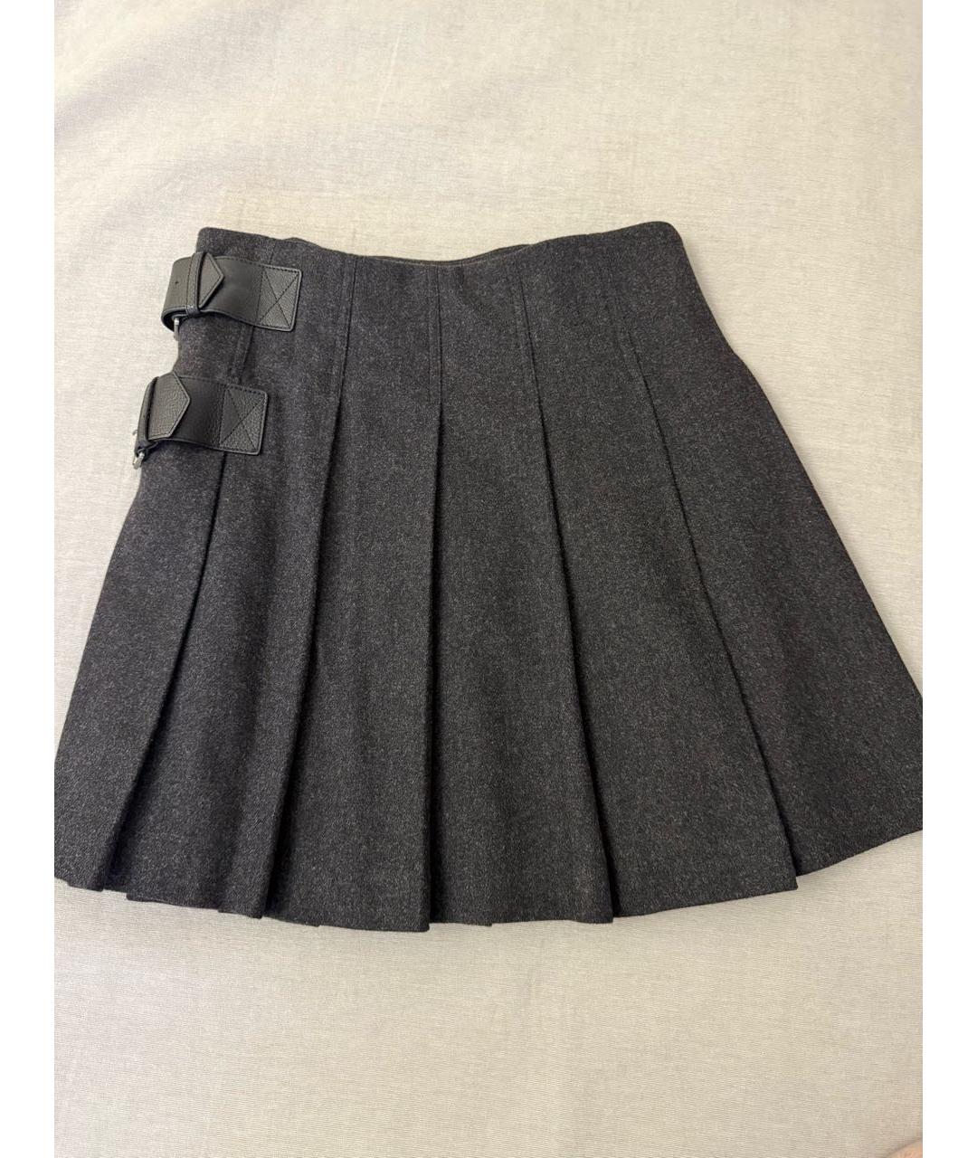 BURBERRY Антрацитовая шерстяная юбка мини, фото 2