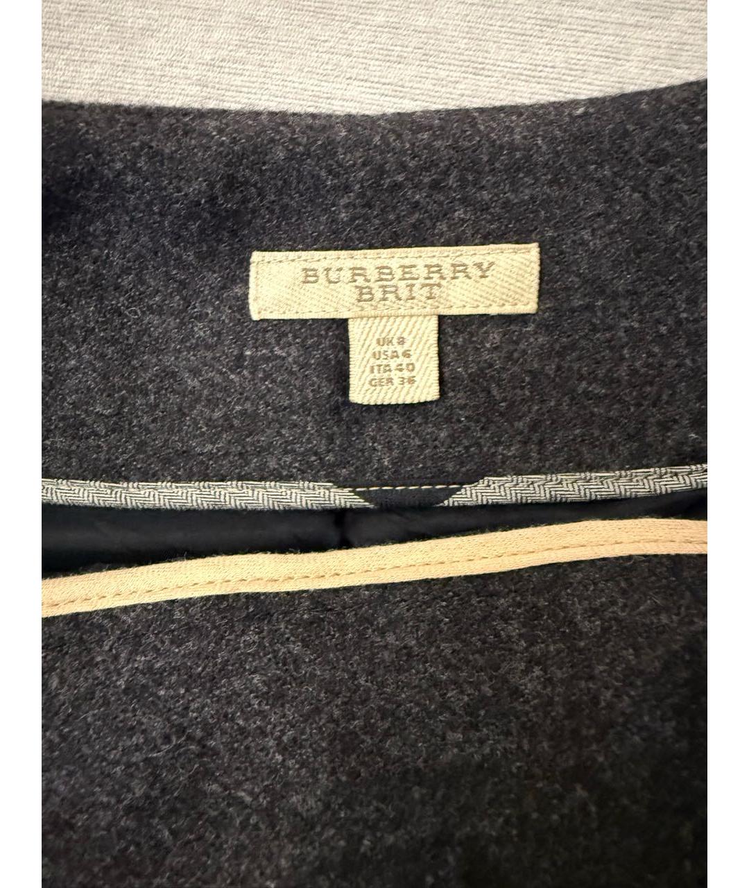 BURBERRY Антрацитовая шерстяная юбка мини, фото 3