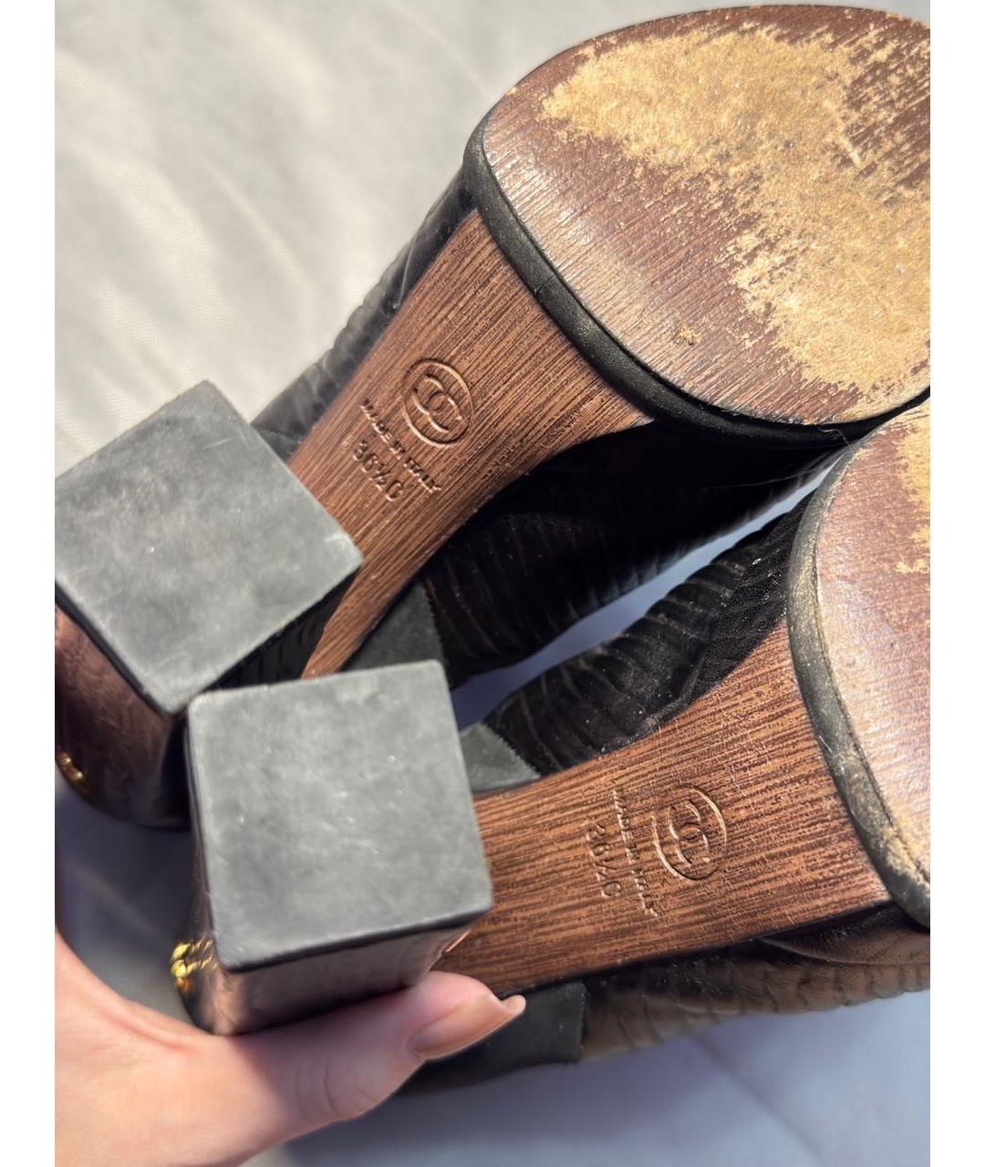 CHANEL Черные кожаные ботильоны, фото 4