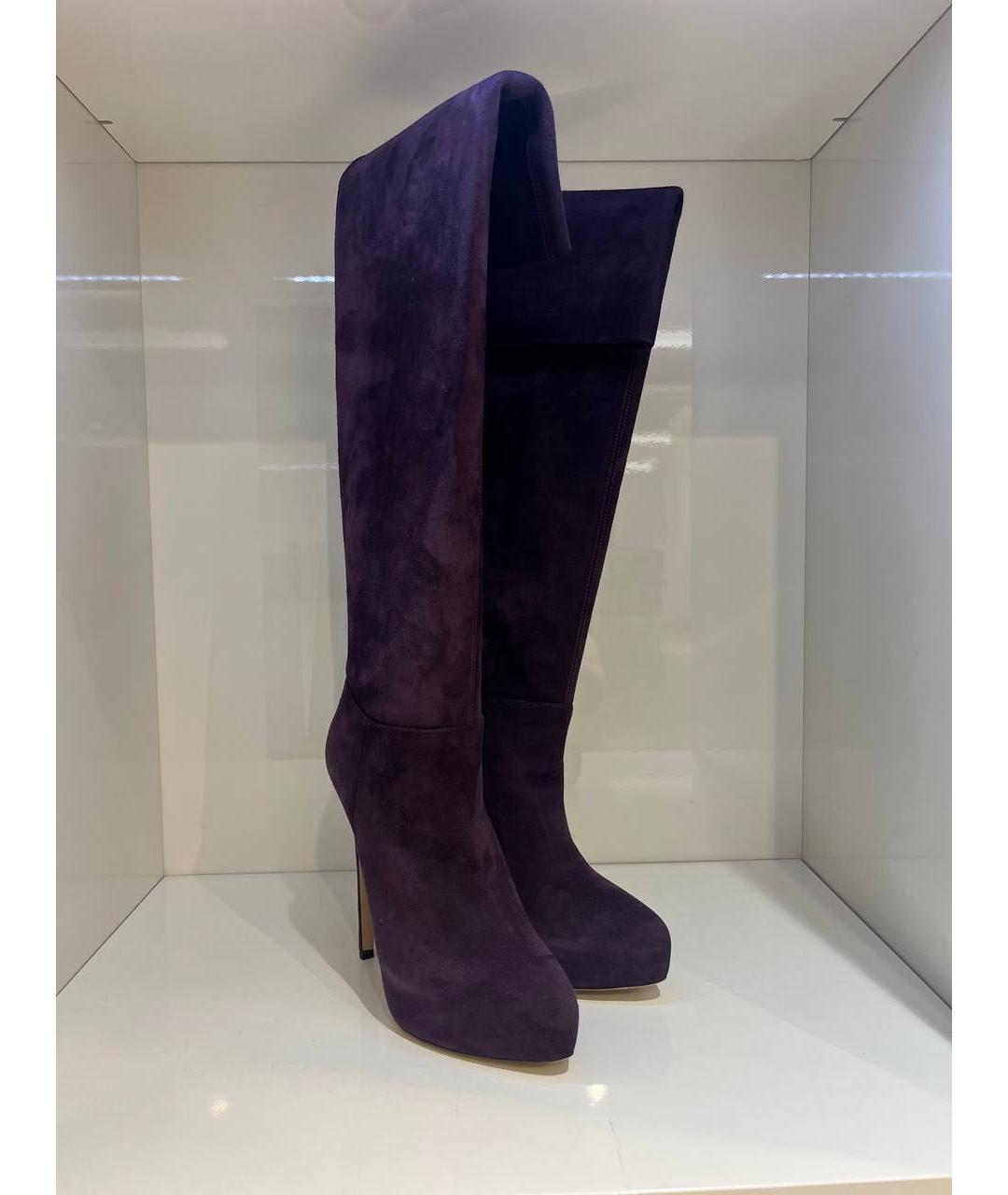 LE SILLA Фиолетовые замшевые сапоги, фото 4