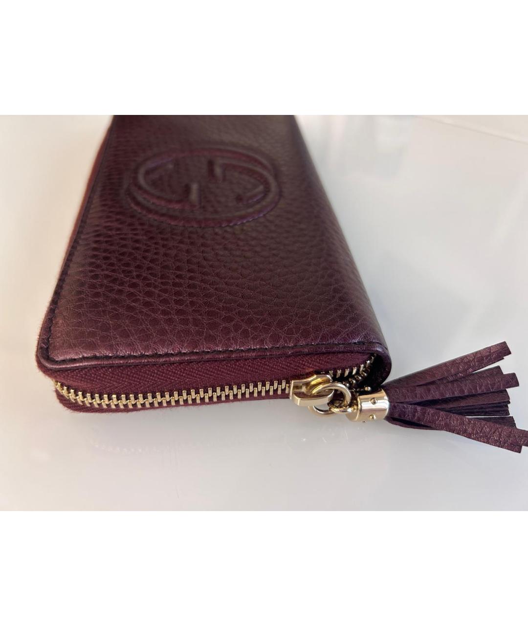 GUCCI Бордовый кожаный кошелек, фото 3