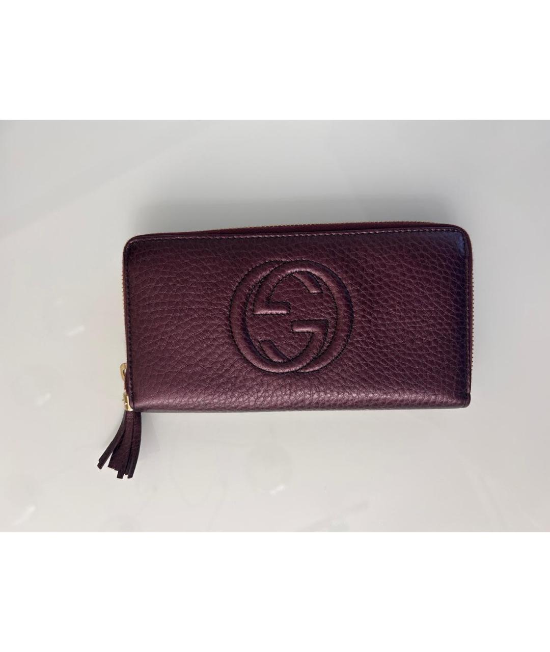 GUCCI Бордовый кожаный кошелек, фото 6