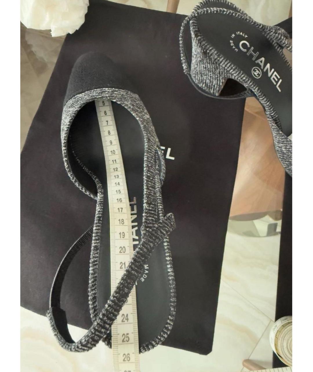 CHANEL Антрацитовые текстильные туфли, фото 4