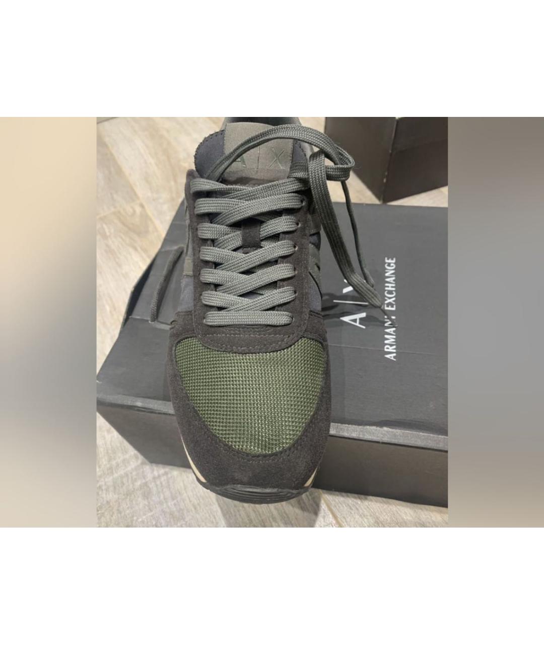 ARMANI EXCHANGE Хаки текстильные низкие кроссовки / кеды, фото 3