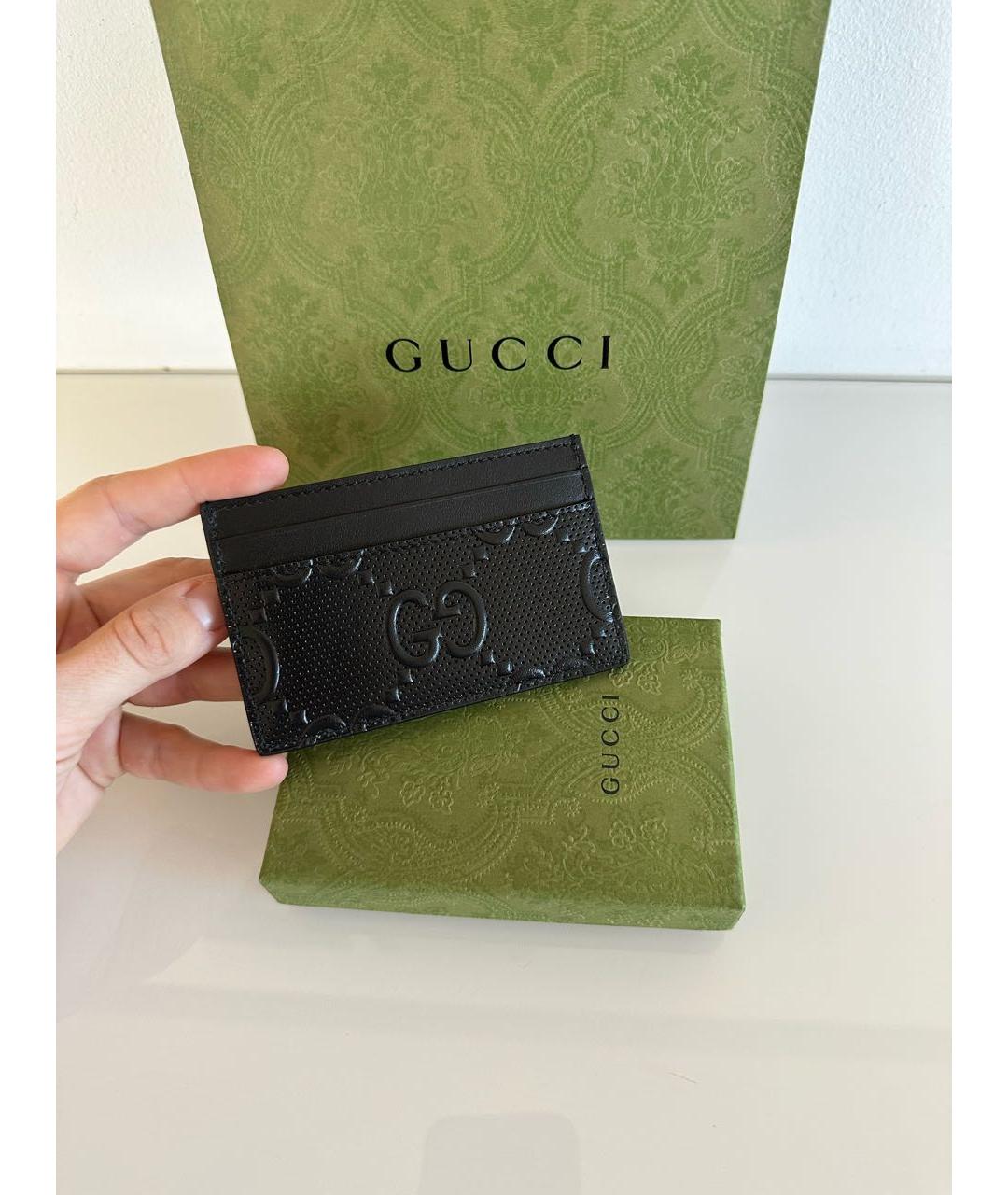 GUCCI Черный кожаный кардхолдер, фото 3