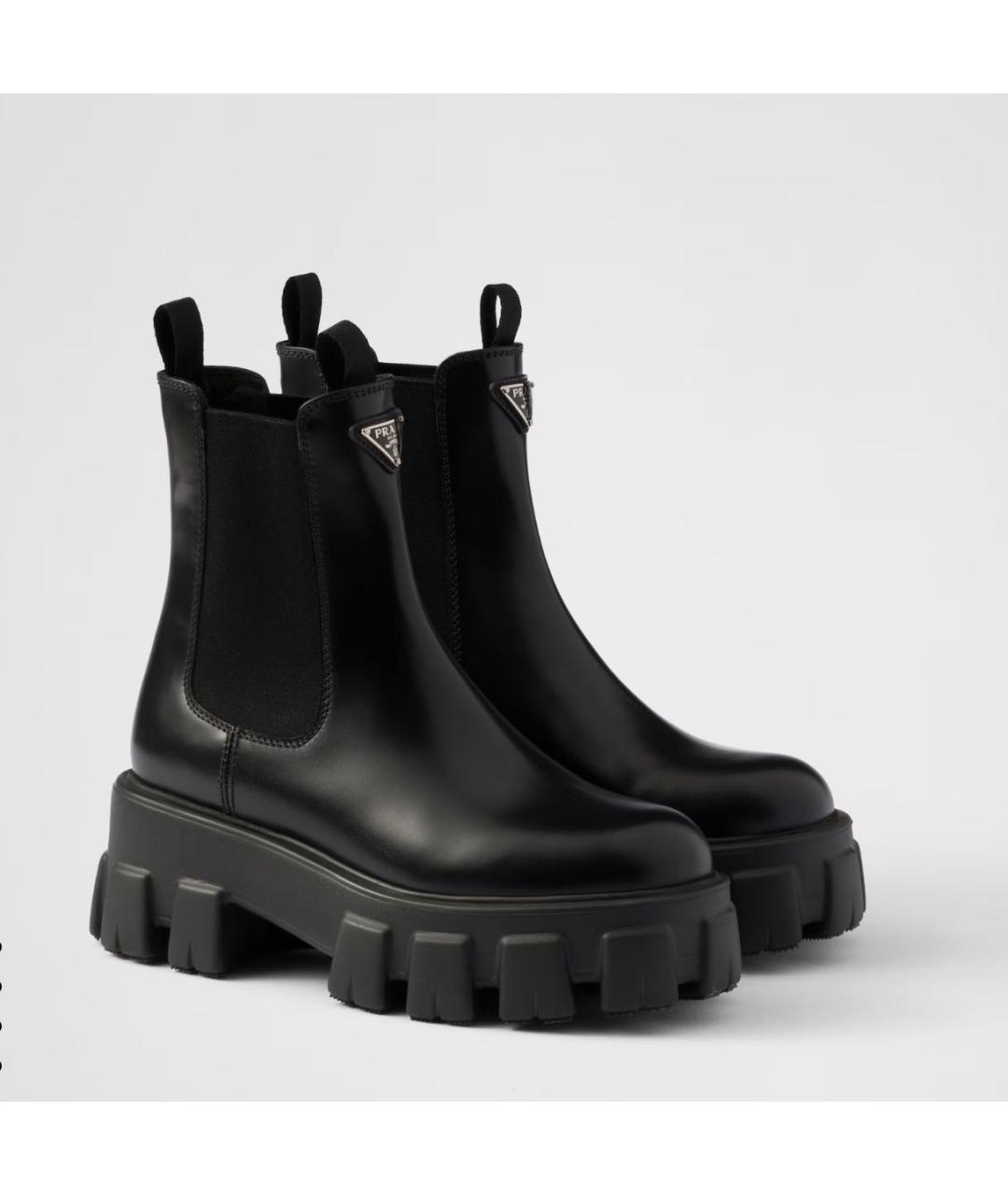 PRADA Черные кожаные ботинки, фото 2
