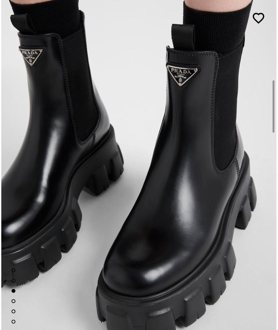 PRADA Черные кожаные ботинки, фото 3