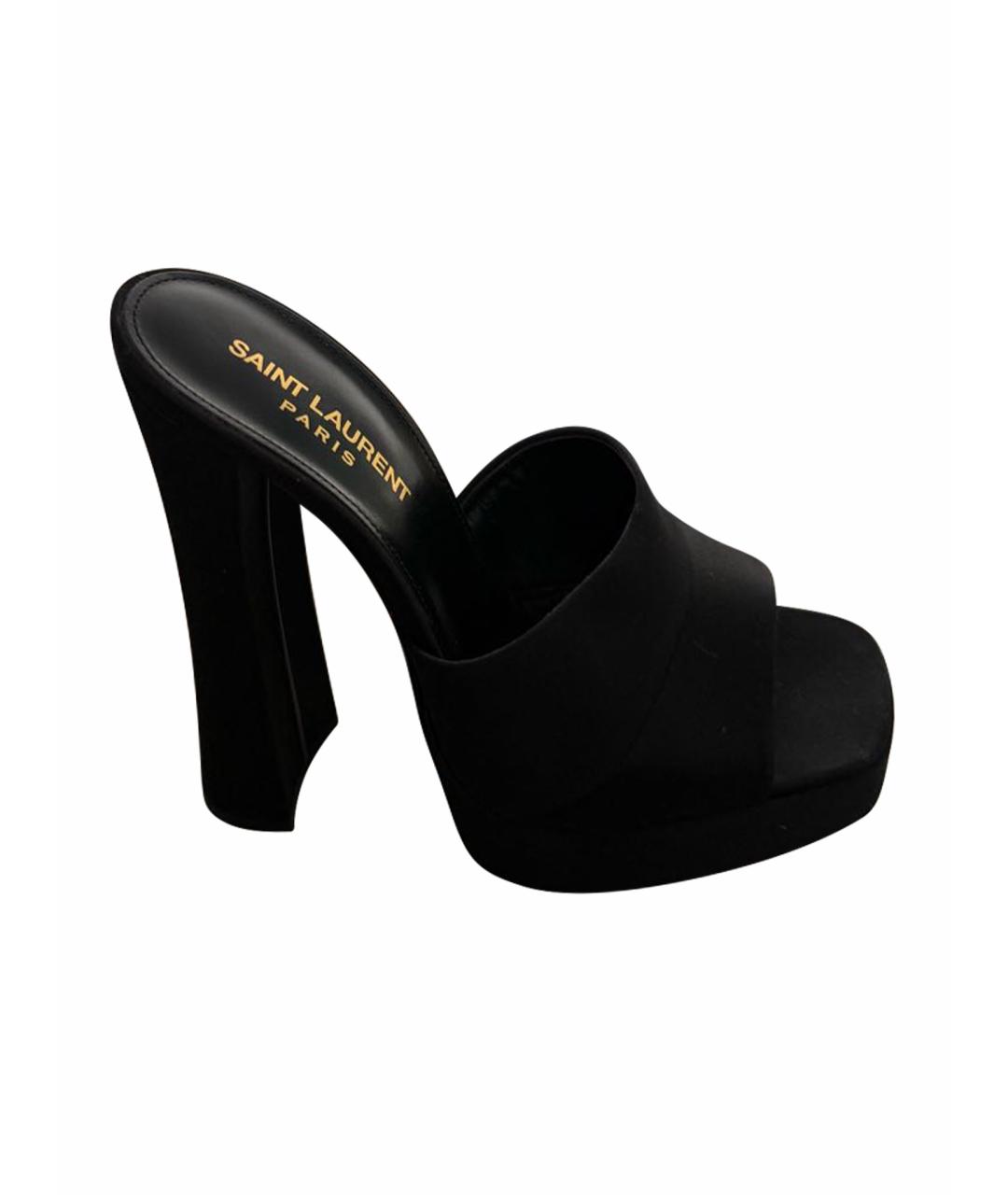 SAINT LAURENT Черные текстильные мюли, фото 1
