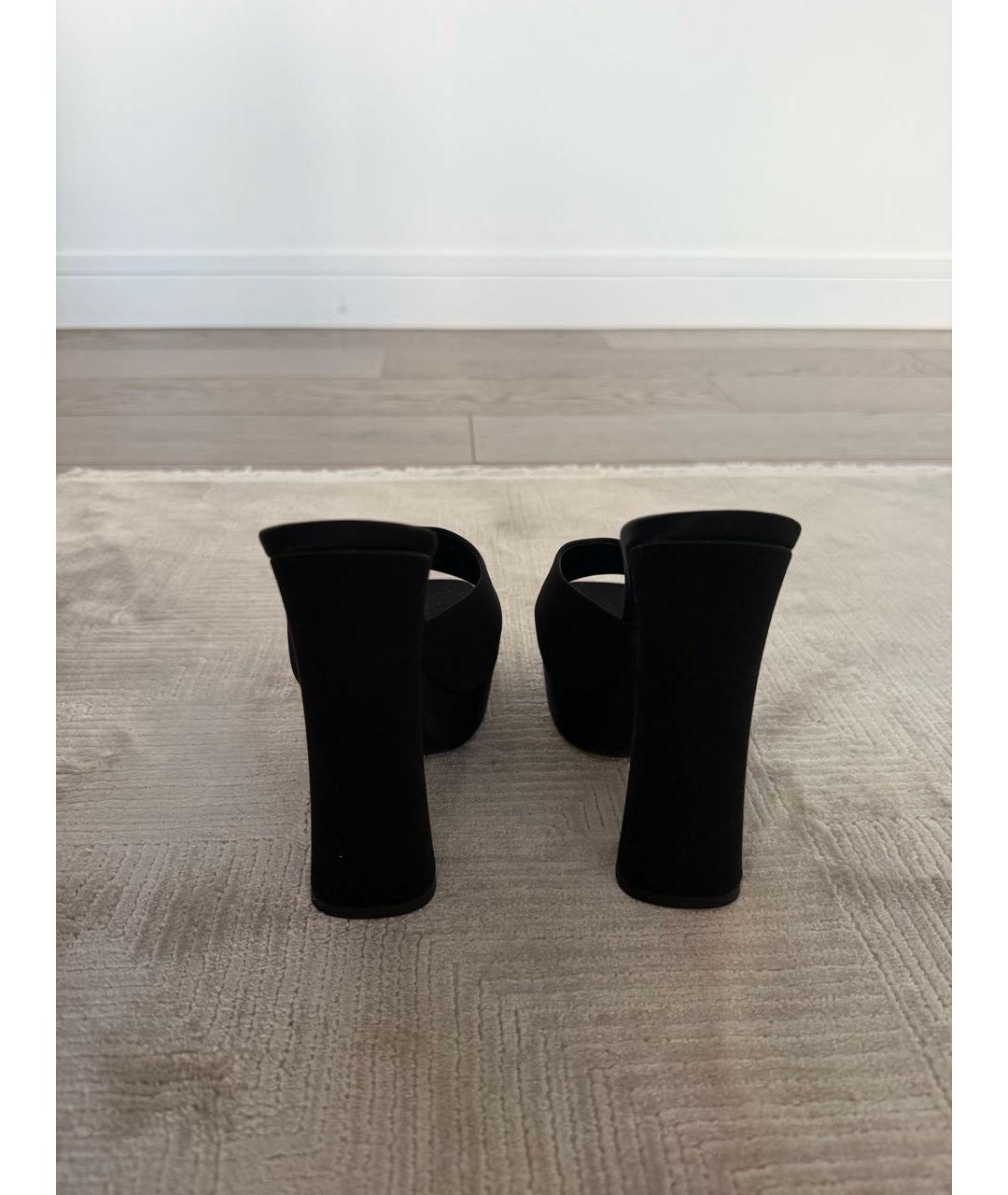 SAINT LAURENT Черные текстильные мюли, фото 4