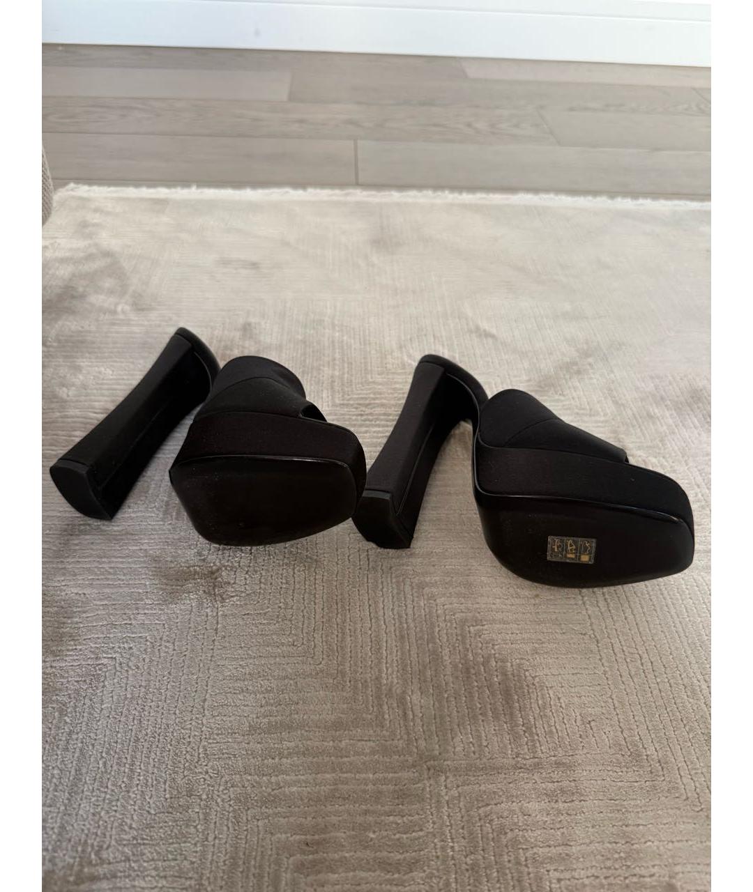 SAINT LAURENT Черные текстильные мюли, фото 5