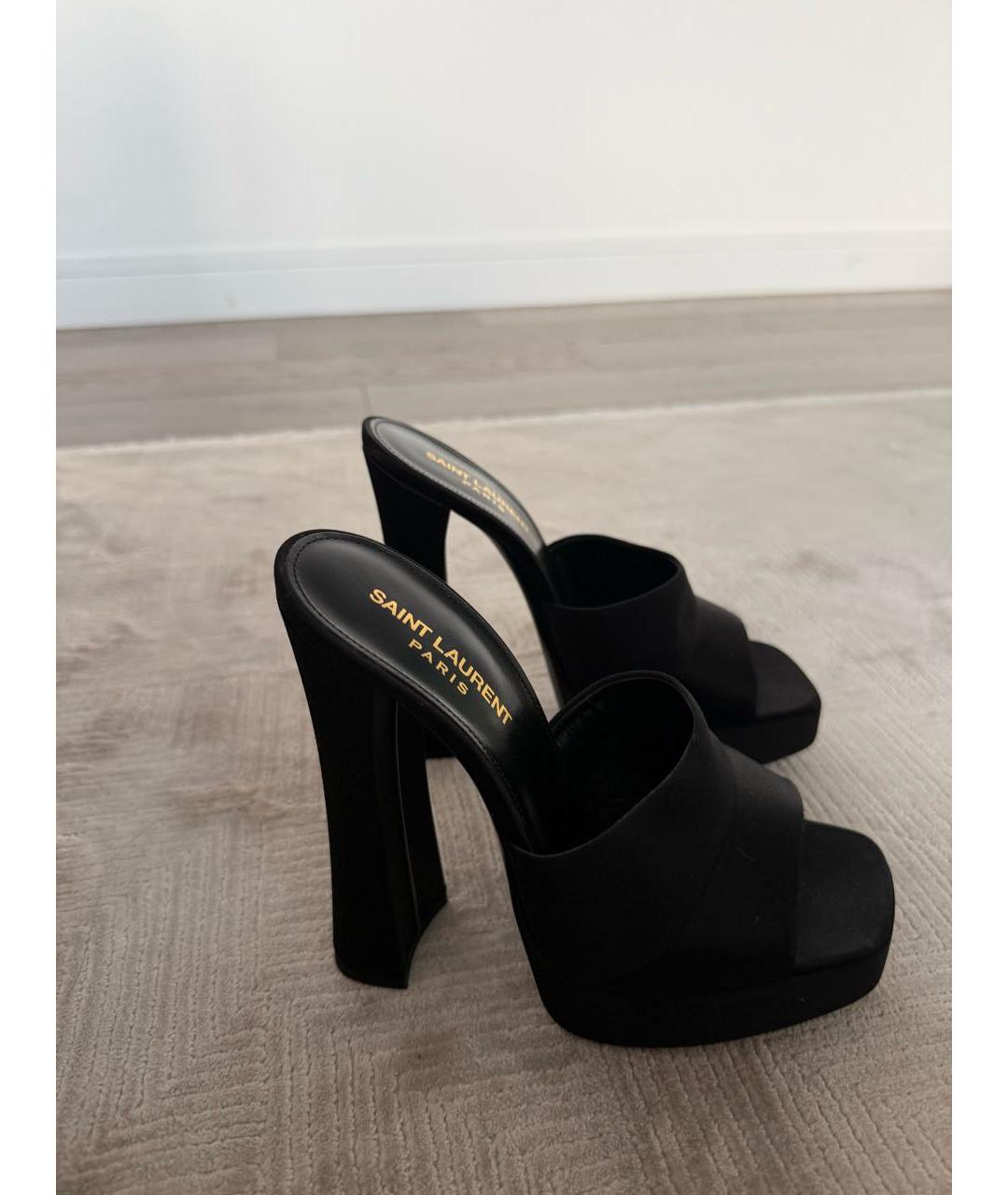 SAINT LAURENT Черные текстильные мюли, фото 7