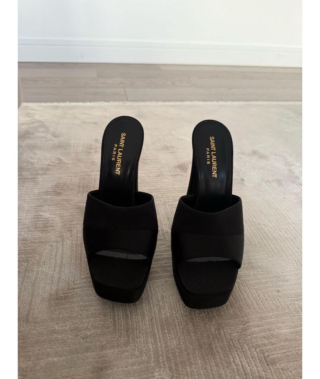 SAINT LAURENT Черные текстильные мюли, фото 2