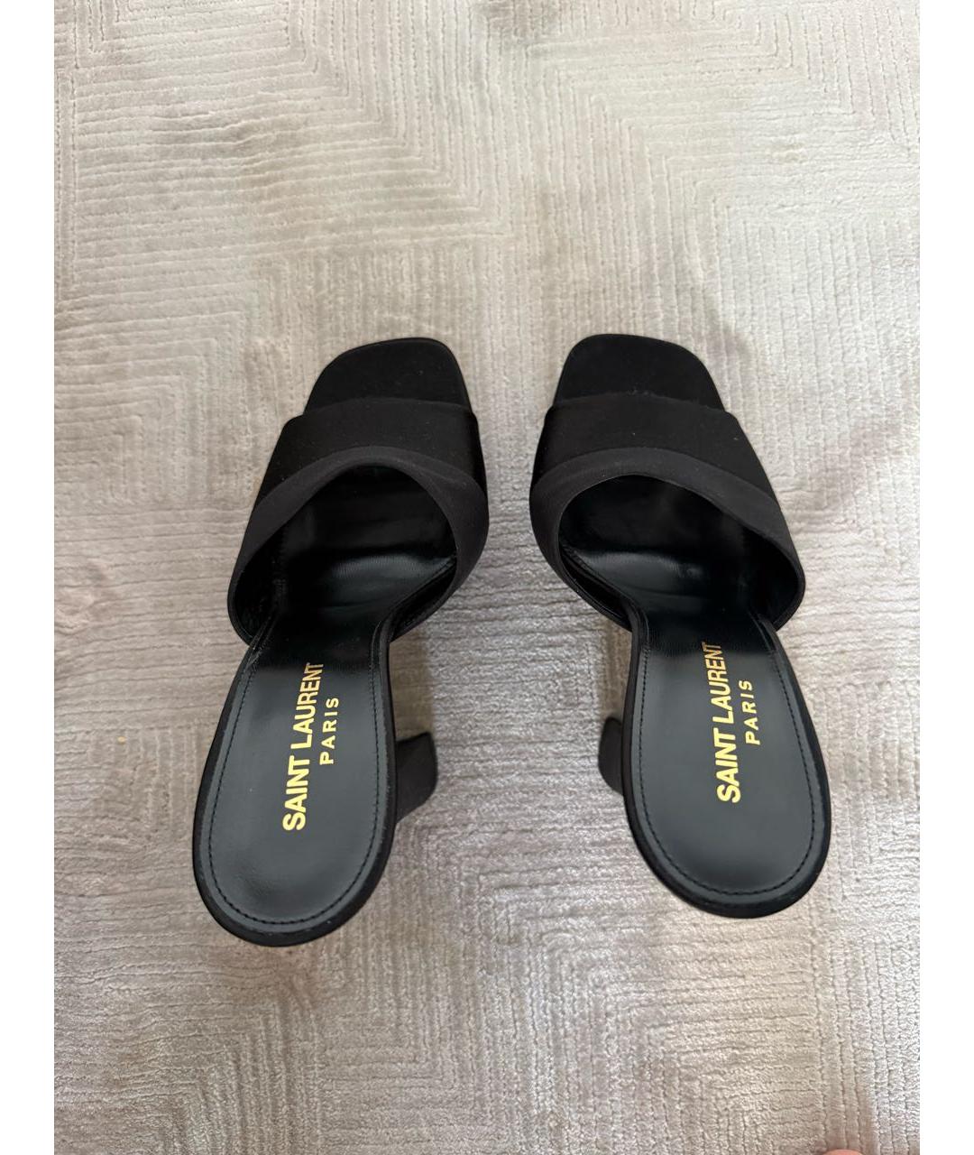 SAINT LAURENT Черные текстильные мюли, фото 3