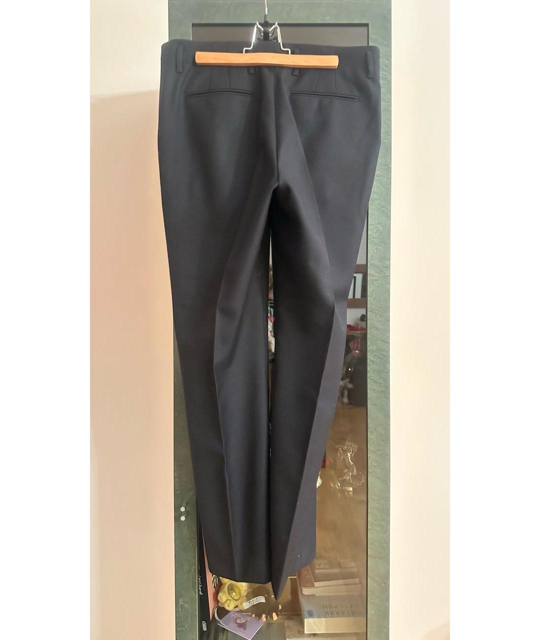 DRIES VAN NOTEN Темно-синие шерстяные прямые брюки, фото 2