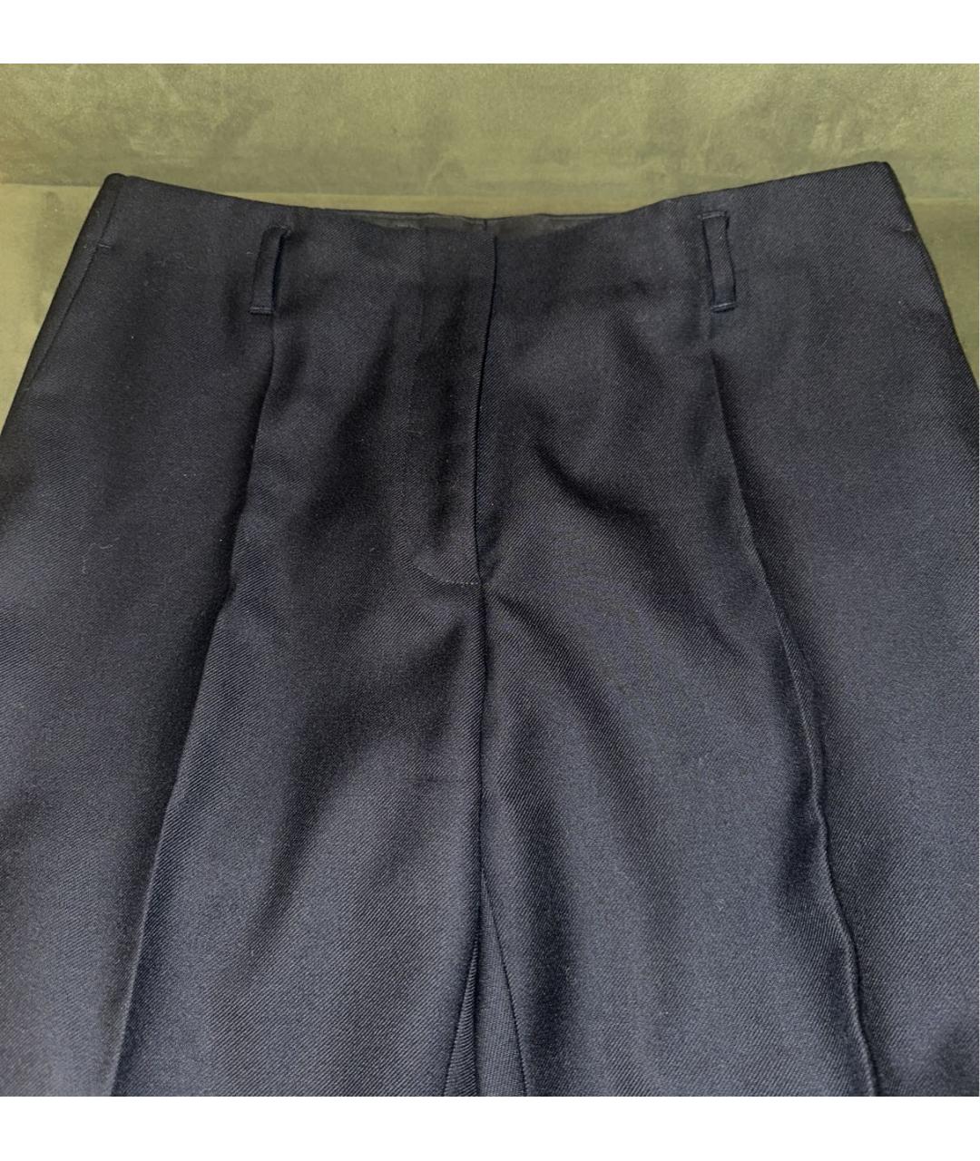 DRIES VAN NOTEN Темно-синие шерстяные прямые брюки, фото 4