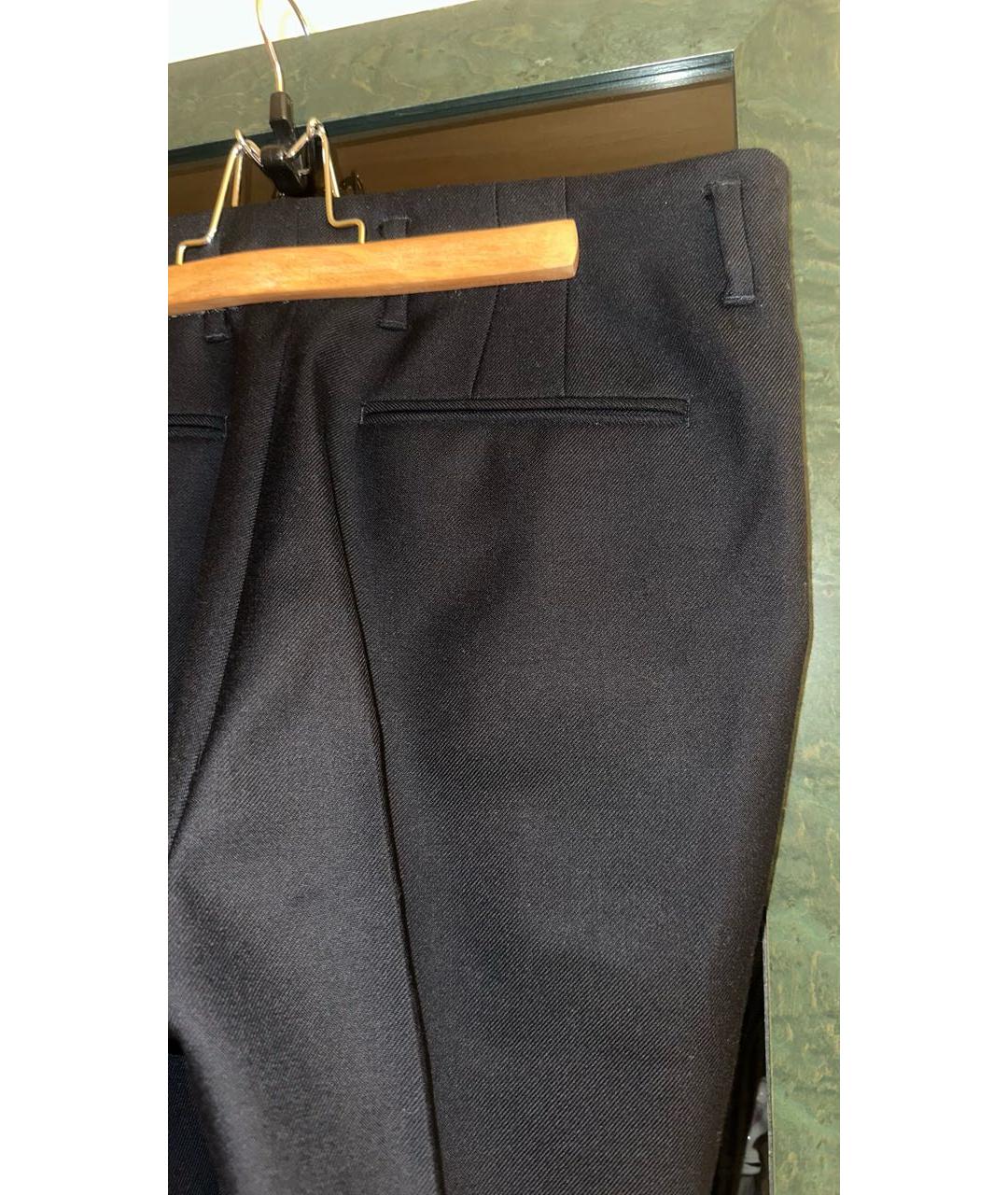 DRIES VAN NOTEN Темно-синие шерстяные прямые брюки, фото 5