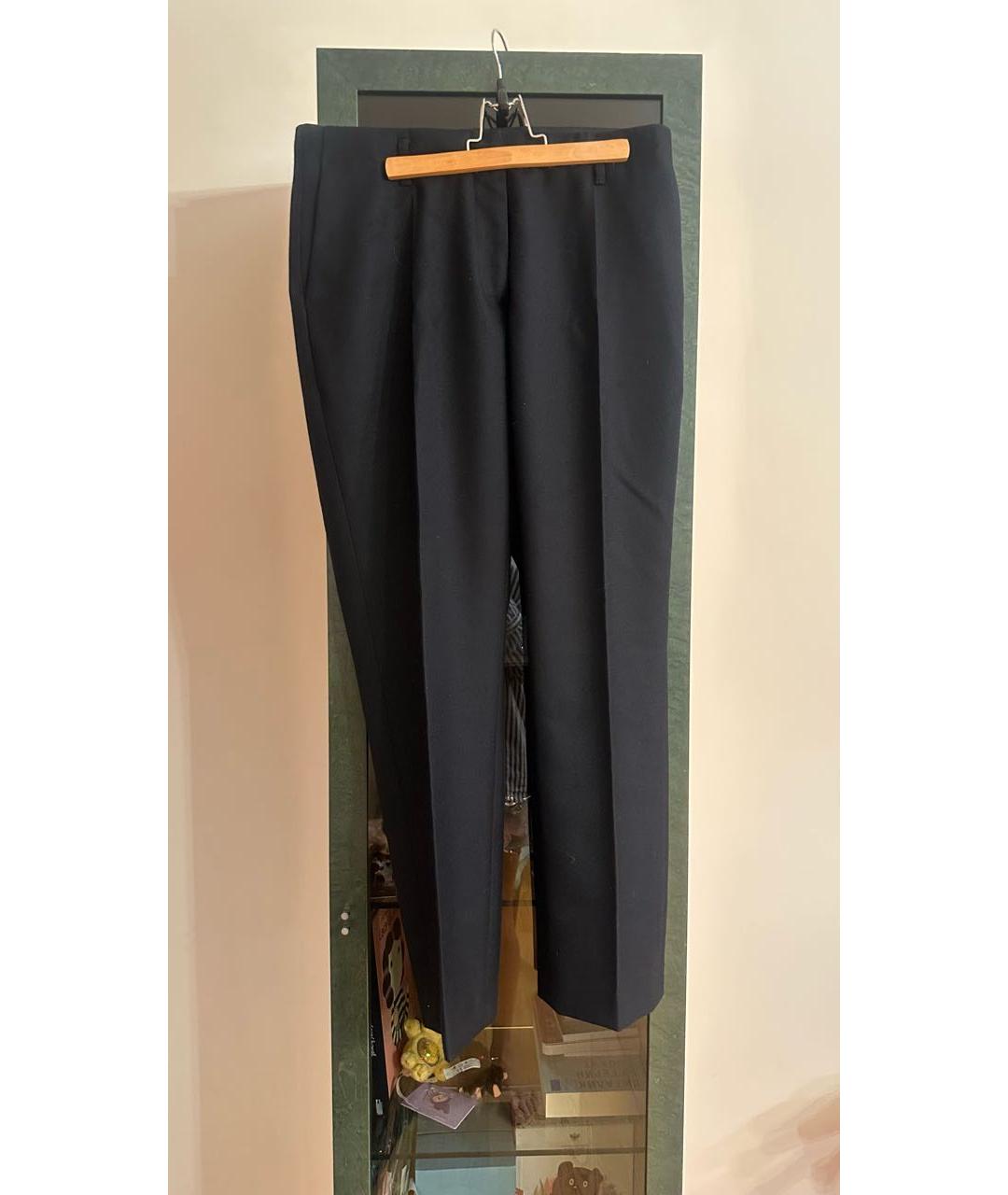 DRIES VAN NOTEN Темно-синие шерстяные прямые брюки, фото 7