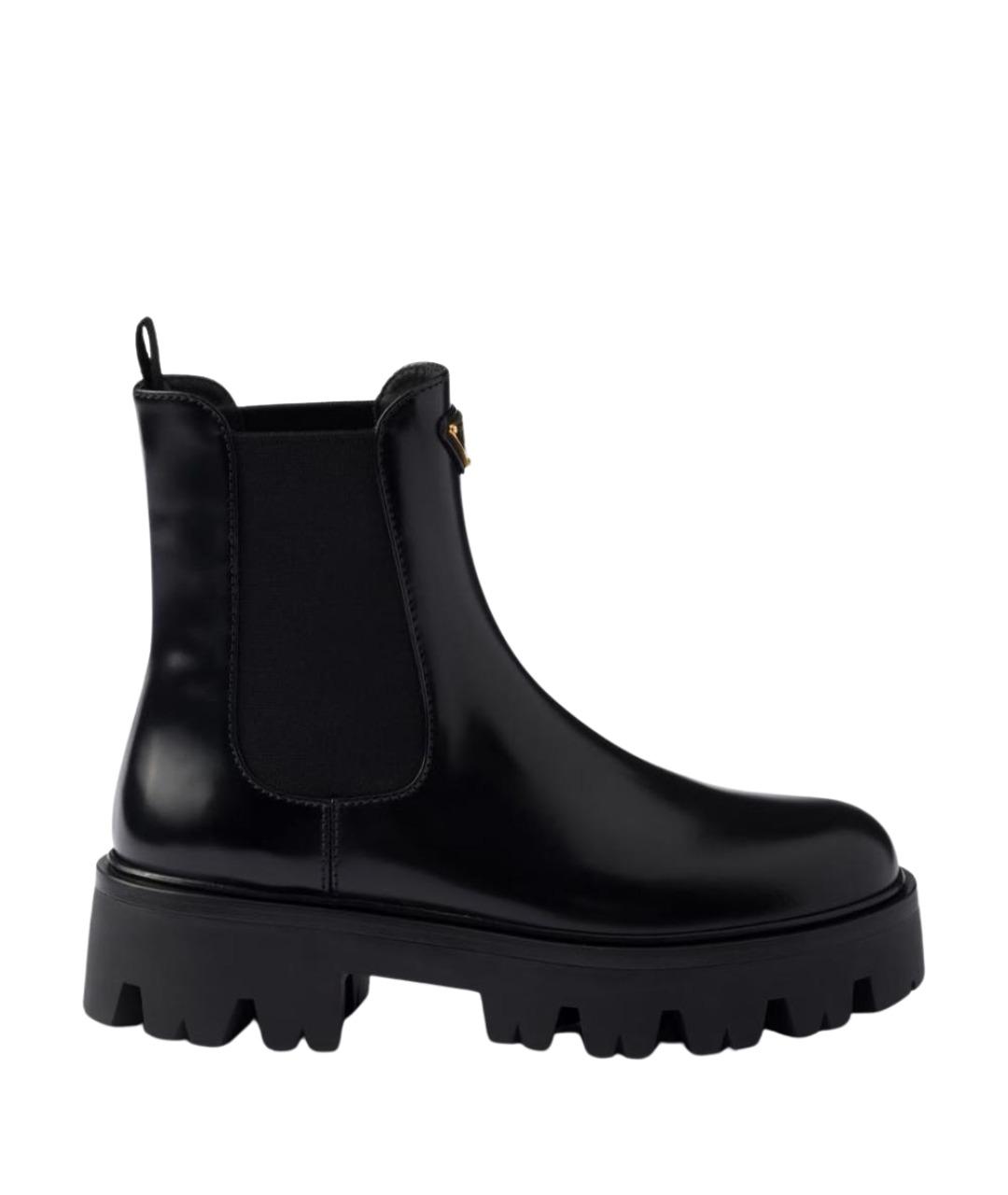 PRADA Черные кожаные ботинки, фото 1