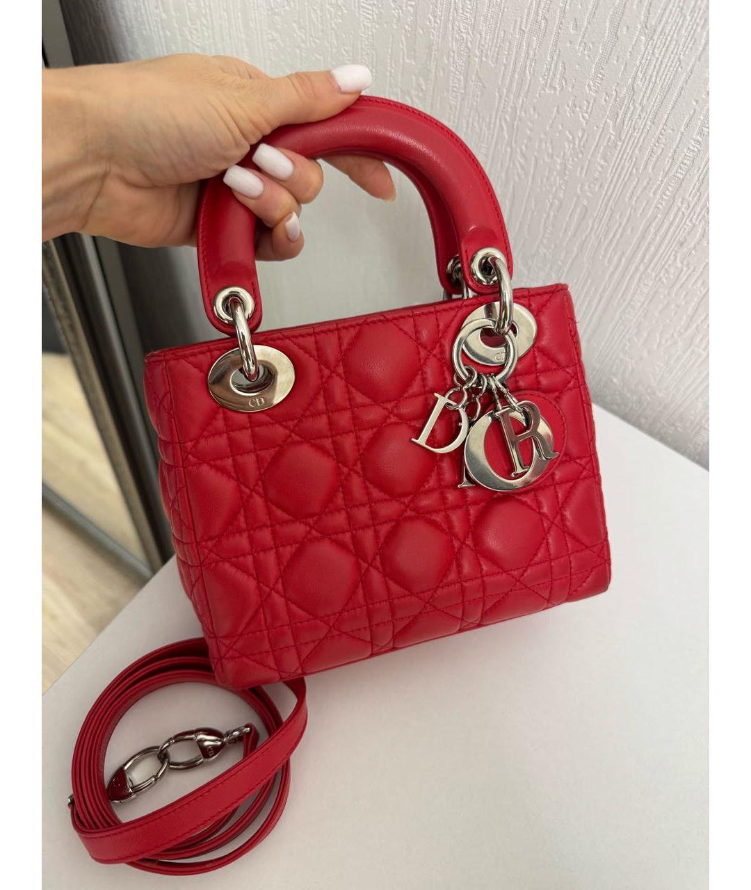 CHRISTIAN DIOR Красная кожаная сумка через плечо, фото 2