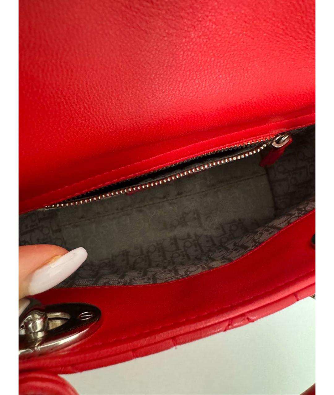 CHRISTIAN DIOR Красная кожаная сумка через плечо, фото 3