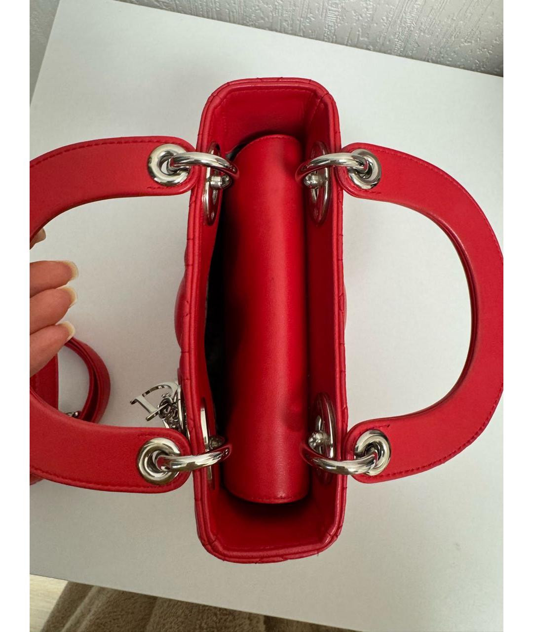 CHRISTIAN DIOR Красная кожаная сумка через плечо, фото 4