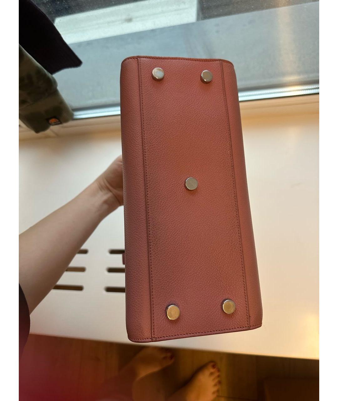 SAINT LAURENT Розовая кожаная сумка с короткими ручками, фото 7