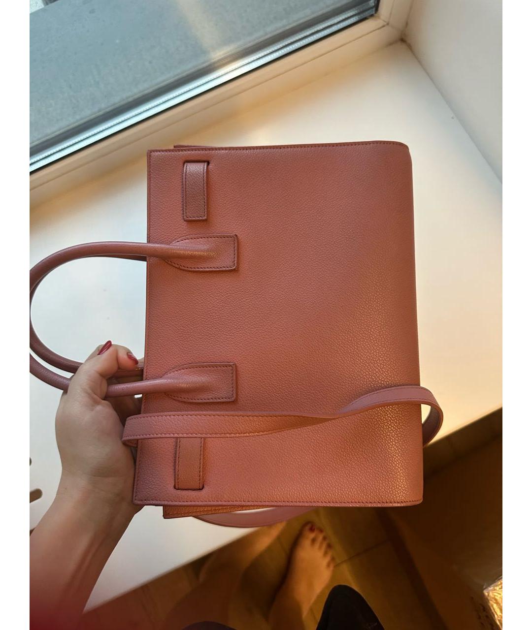 SAINT LAURENT Розовая кожаная сумка с короткими ручками, фото 8