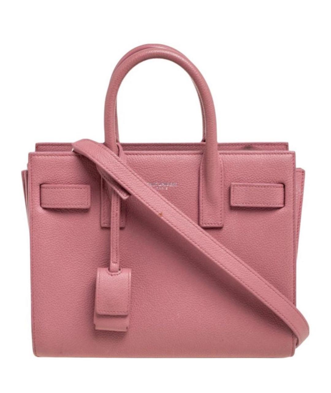 SAINT LAURENT Розовая кожаная сумка с короткими ручками, фото 1