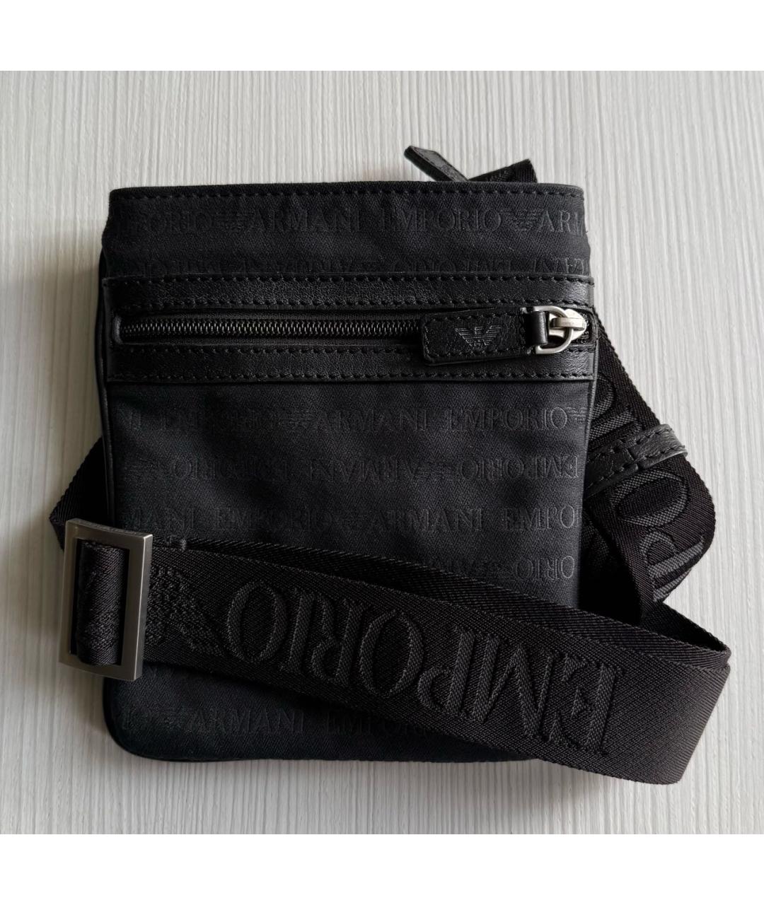 EMPORIO ARMANI Черная тканевая сумка на плечо, фото 9